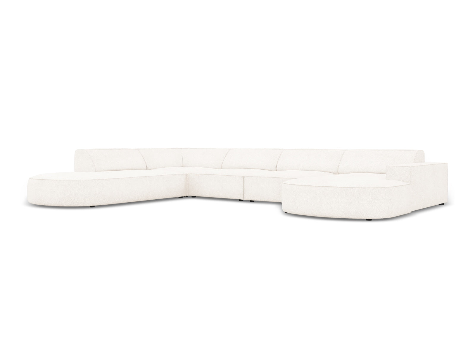 Entdecken Sie das elegante Jodie Boucle 7-Sitzer Ecksofa links von Micadoni. Stilvoll, modular und perfekt für gesellige Abende!