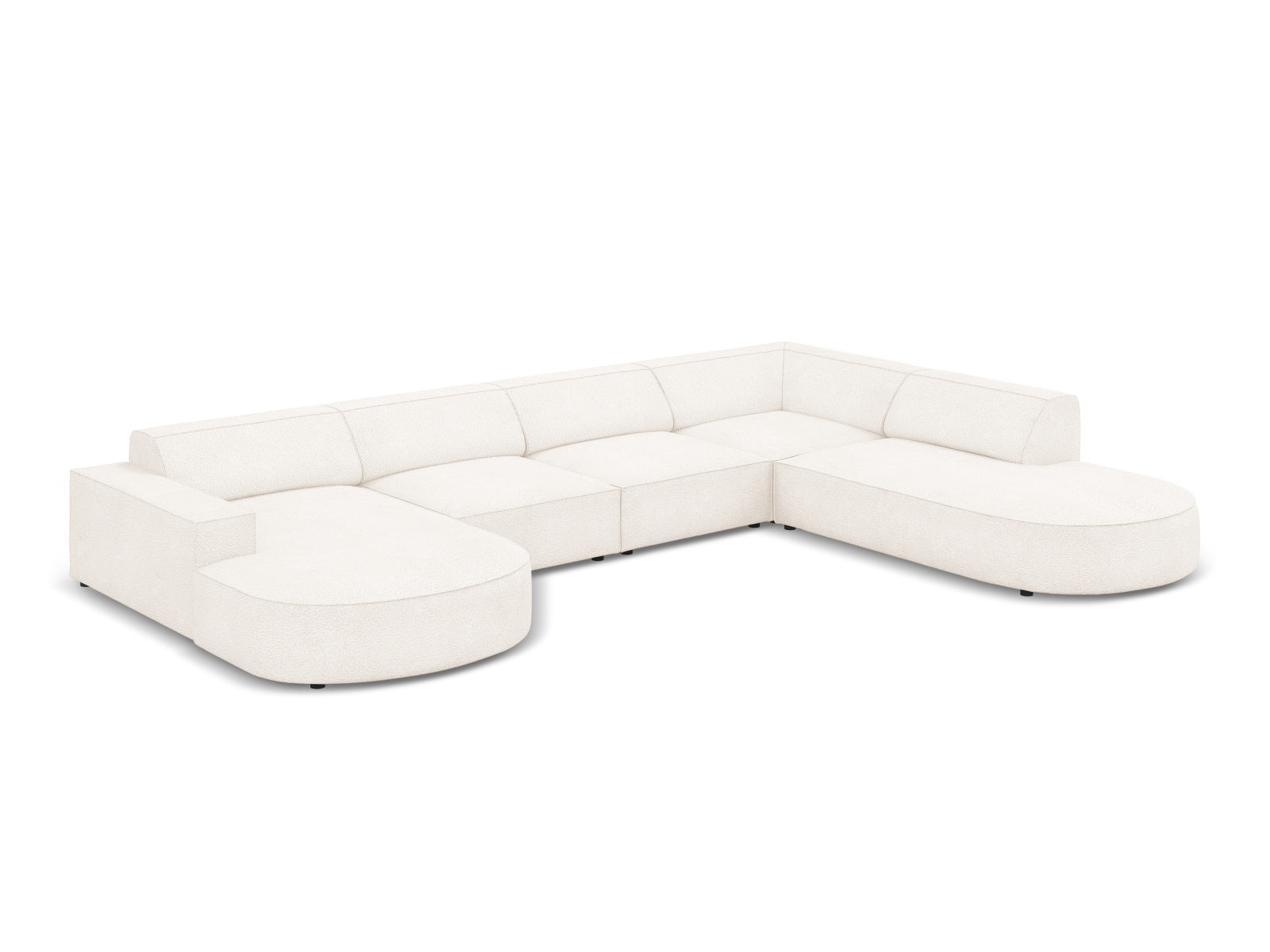 Erleben Sie das Jodie Boucle Ecksofa von Micadoni – ein elegantes 7-Sitzer Sofa mit hochwertiger Polsterung und anpassbarem Design für Ihr Wohnzimmer.