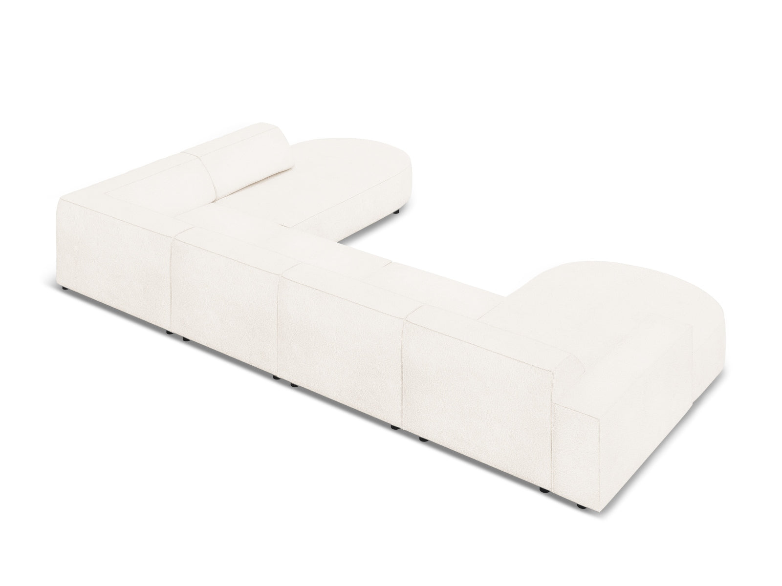 Entdecken Sie das stilvolle Jodie Boucle Ecksofa von Micadoni – ein modulares 7-Sitzer Sofa, das Komfort und Eleganz in Ihr Zuhause bringt.