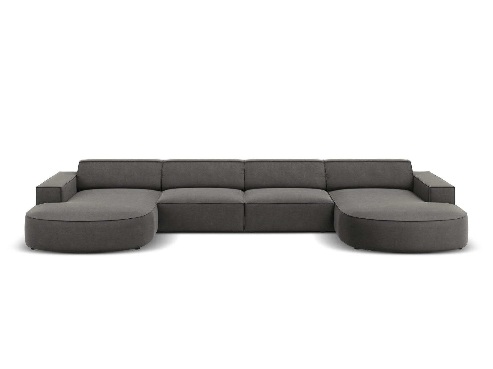Jodie Velour modulares Panoramic Sofa 6 Sitzer in Light Grey präsentiert im Onlineshop von KAQTU Design AG. 3er Sofa ist von Micadoni