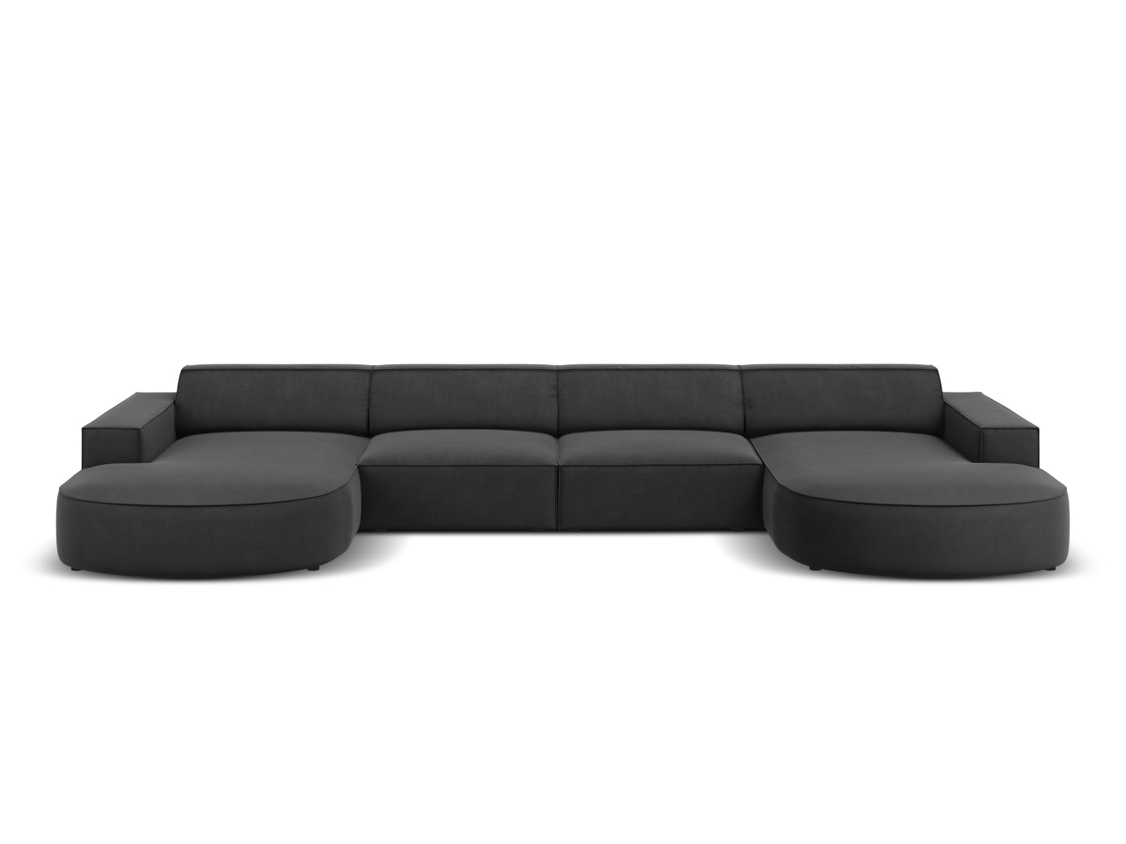 Jodie Velour modulares Panoramic Sofa 6 Sitzer in Grey präsentiert im Onlineshop von KAQTU Design AG. 3er Sofa ist von Micadoni