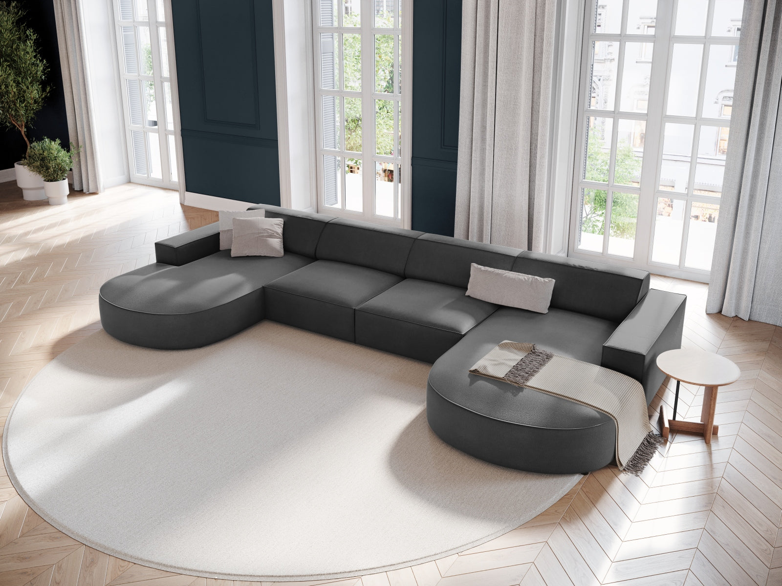 Entdecken Sie das Jodie Velour 6-Sitzer Sofa von Micadoni – stilvoll, modular und bequem. Perfekt für Ihr modernes Wohnzimmer!