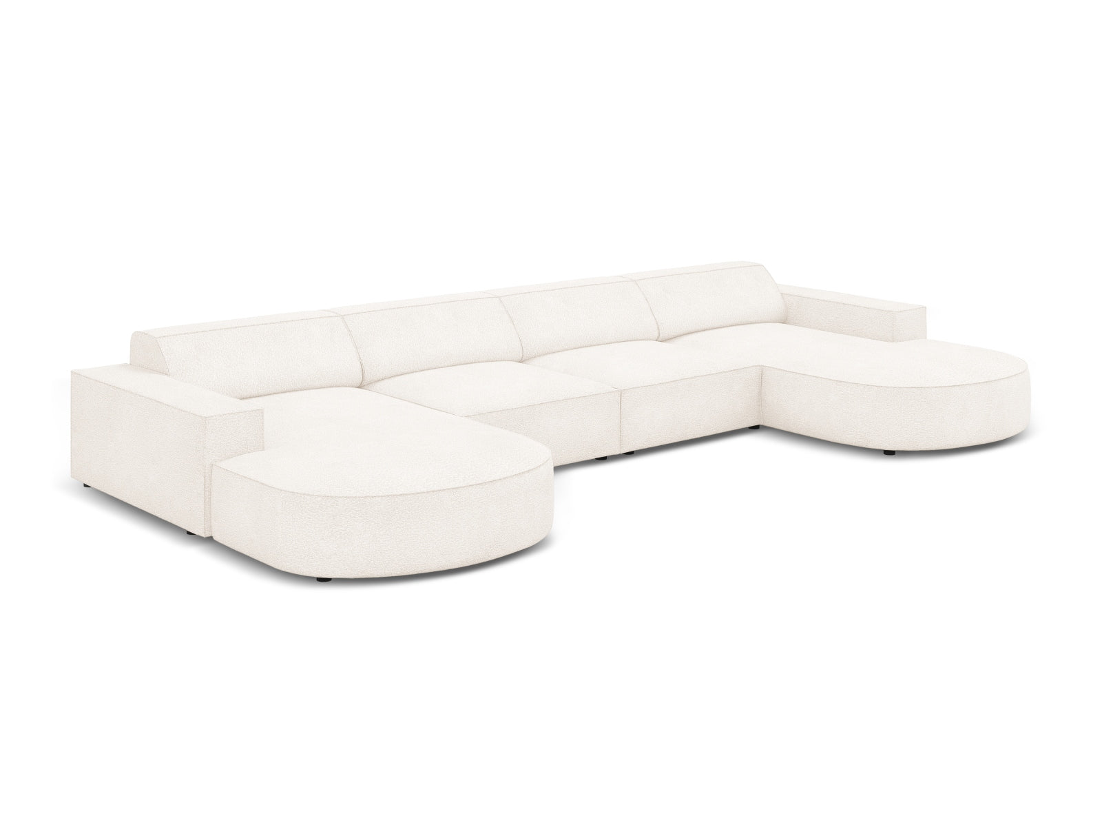 Entdecken Sie das stilvolle Jodie Boucle 6-Sitzer Sofa von Micadoni – modular, komfortabel und perfekt für Ihr modernes Wohnzimmer.