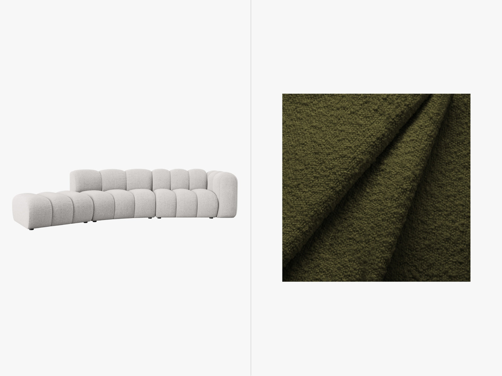 Lupine Modulares Sofa links 5 Sitzer in Dark Olive Green präsentiert im Onlineshop von KAQTU Design AG. L-Sofa links ist von Micadoni