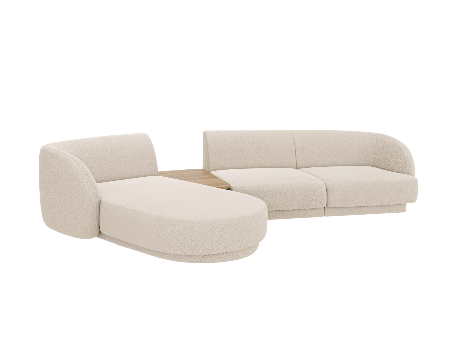 Beiges, modulares 3-Sitzer-Sofa von Micadoni, linksseitig, perfekt für moderne Wohnkonzepte und komfortable Entspannungszonen.