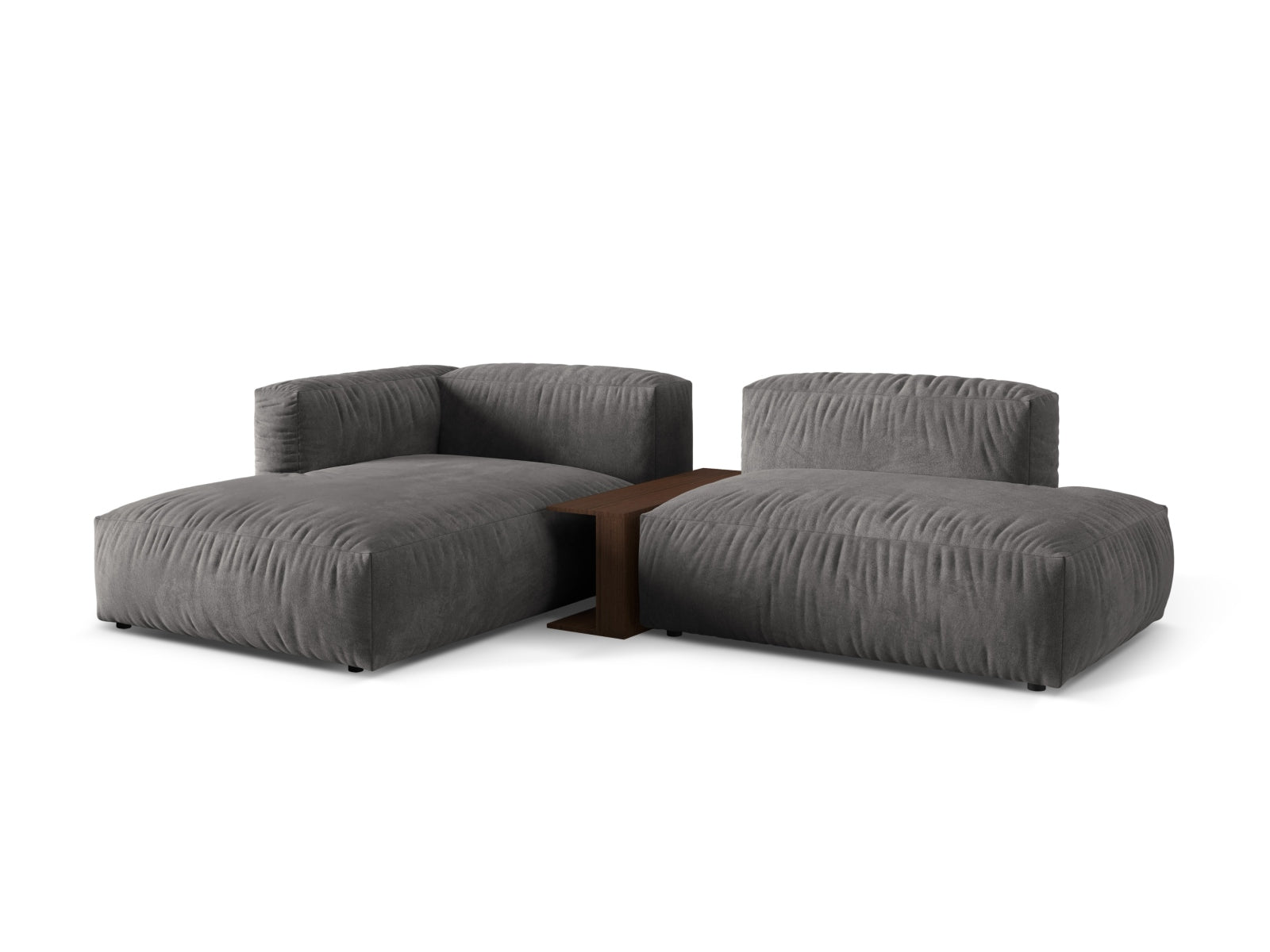 Elegantes Martina Ecksofa links mit zwei Sitzplätzen und integriertem Beistelltisch in angesagtem Green-Vogue, ideal für moderne Wohnkonzepte.