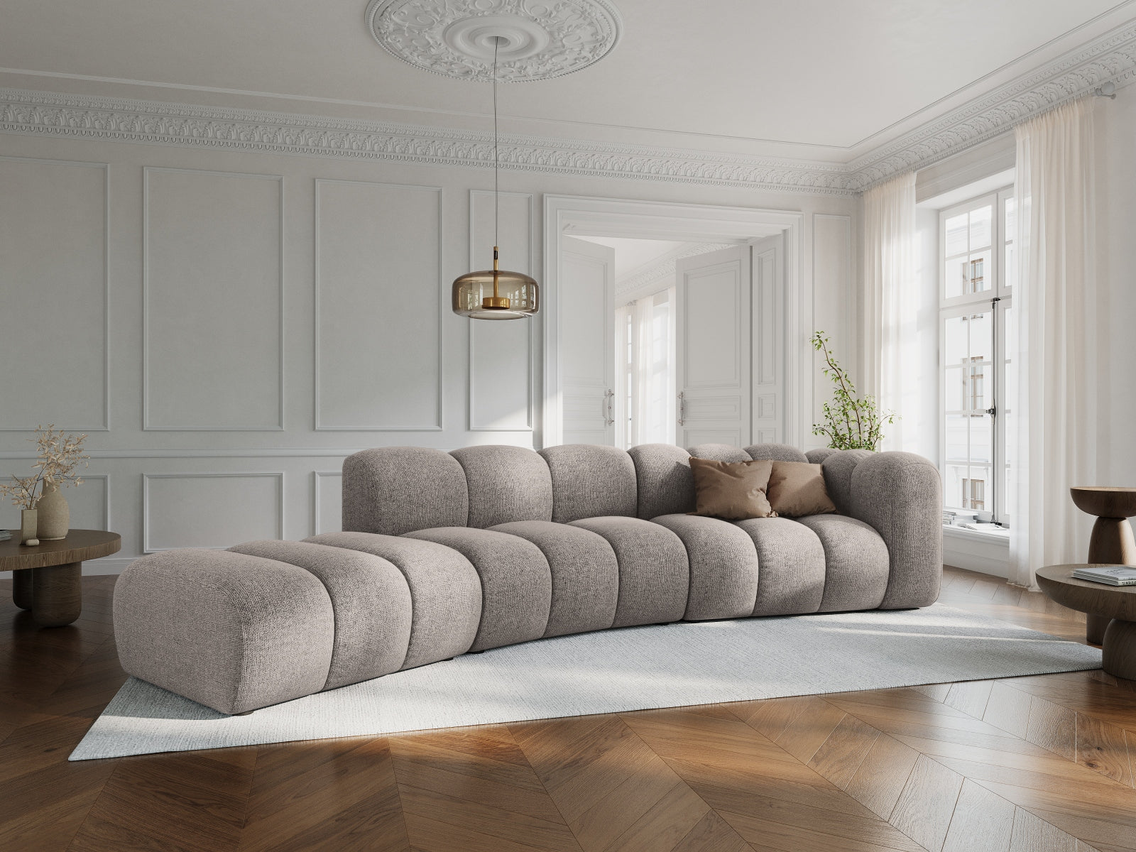 Entdecken Sie das Lupine 5-Sitzer Sofa von Micadoni – ein elegantes, modulares L-Sofa, das Komfort und Stil in Ihr Wohnzimmer bringt.