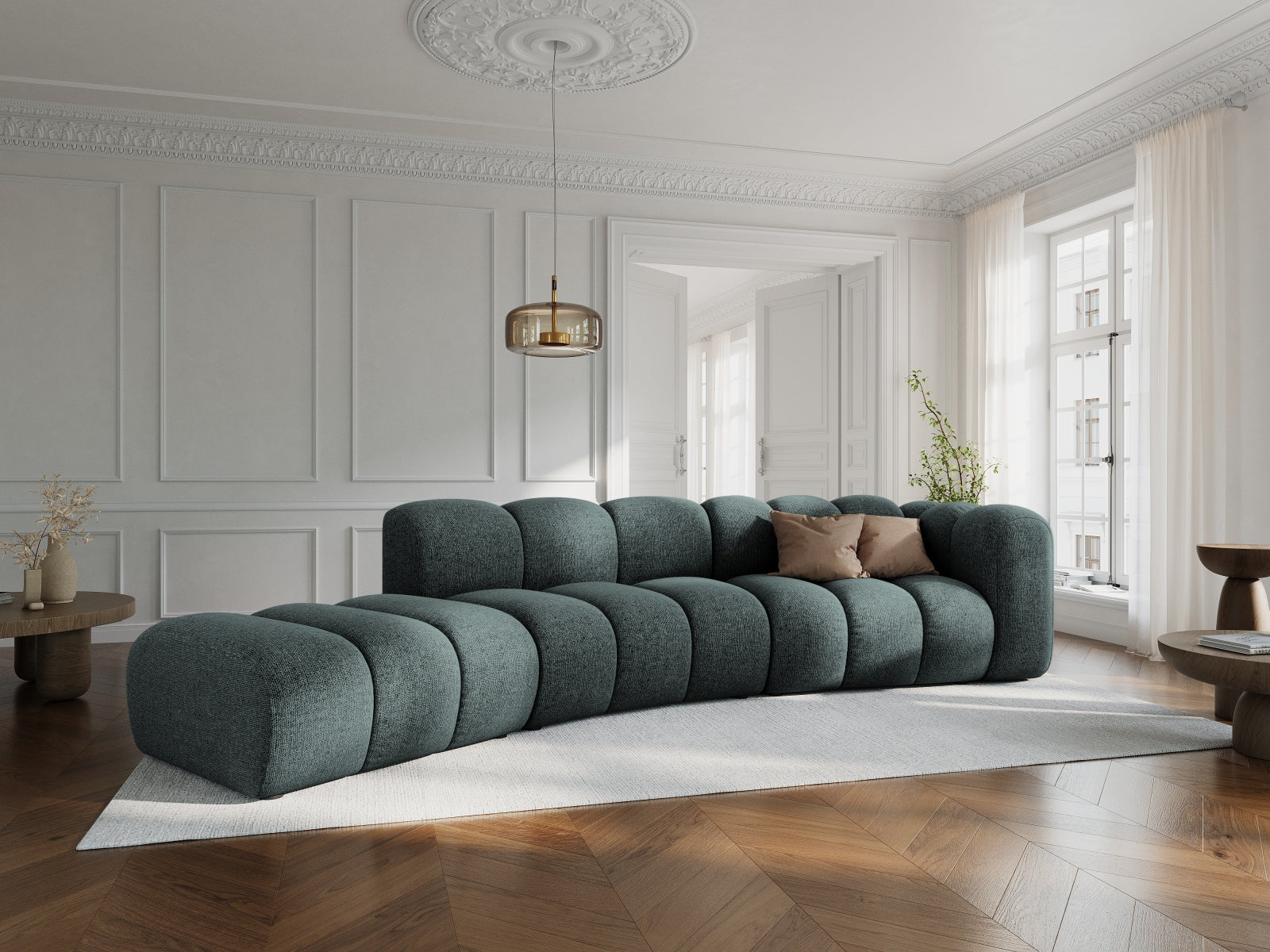 Entdecken Sie das Lupine 5-Sitzer Sofa von Micadoni – ein elegantes, modulares L-Sofa, das Komfort und Stil in Ihr Wohnzimmer bringt.