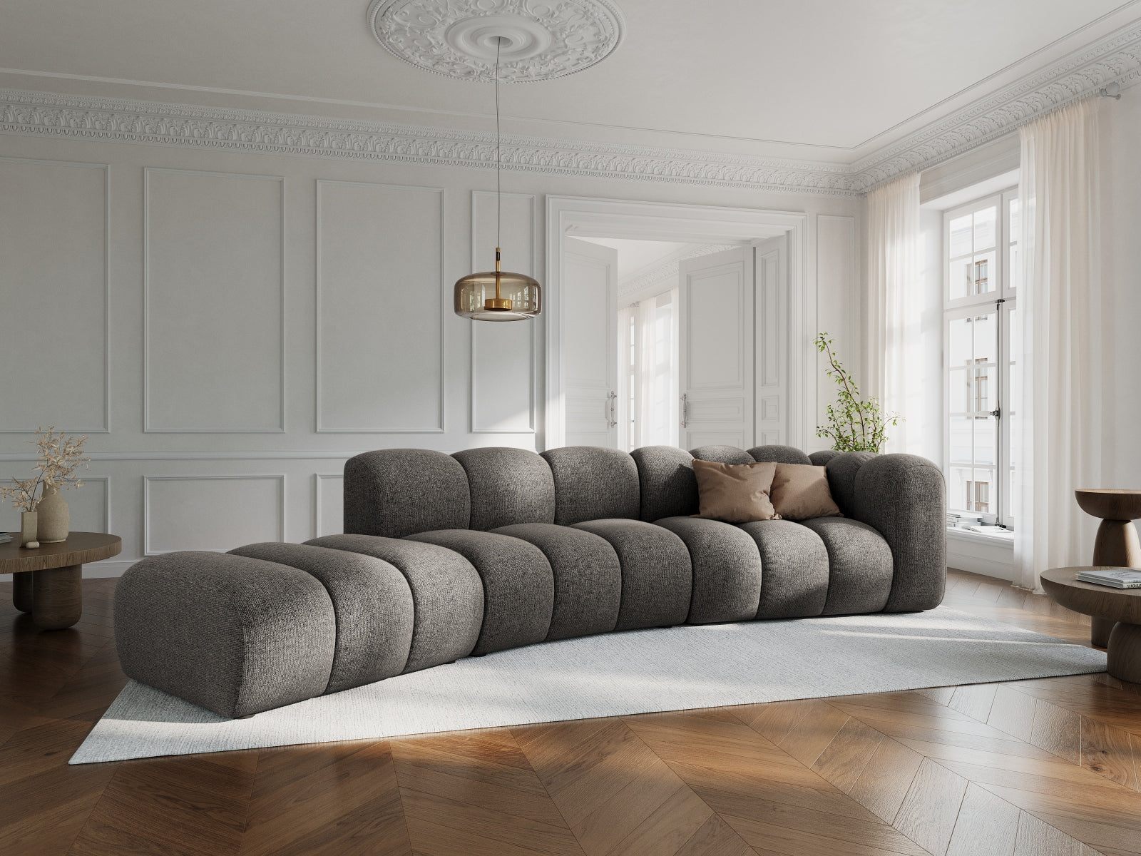 Entdecken Sie das Lupine 5-Sitzer Sofa von Micadoni – ein elegantes, modulares L-Sofa, das Komfort und Stil in Ihr Wohnzimmer bringt.