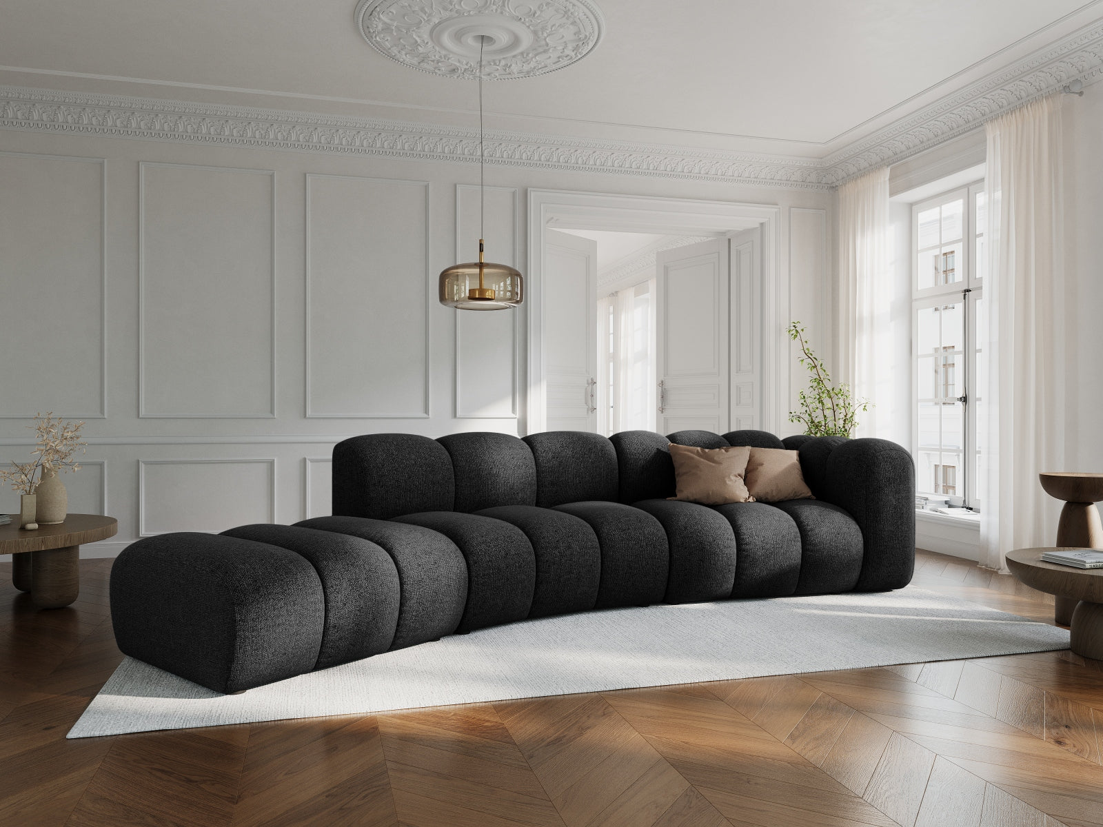Entdecken Sie das Lupine 5-Sitzer Sofa von Micadoni – ein elegantes, modulares L-Sofa, das Komfort und Stil in Ihr Wohnzimmer bringt.