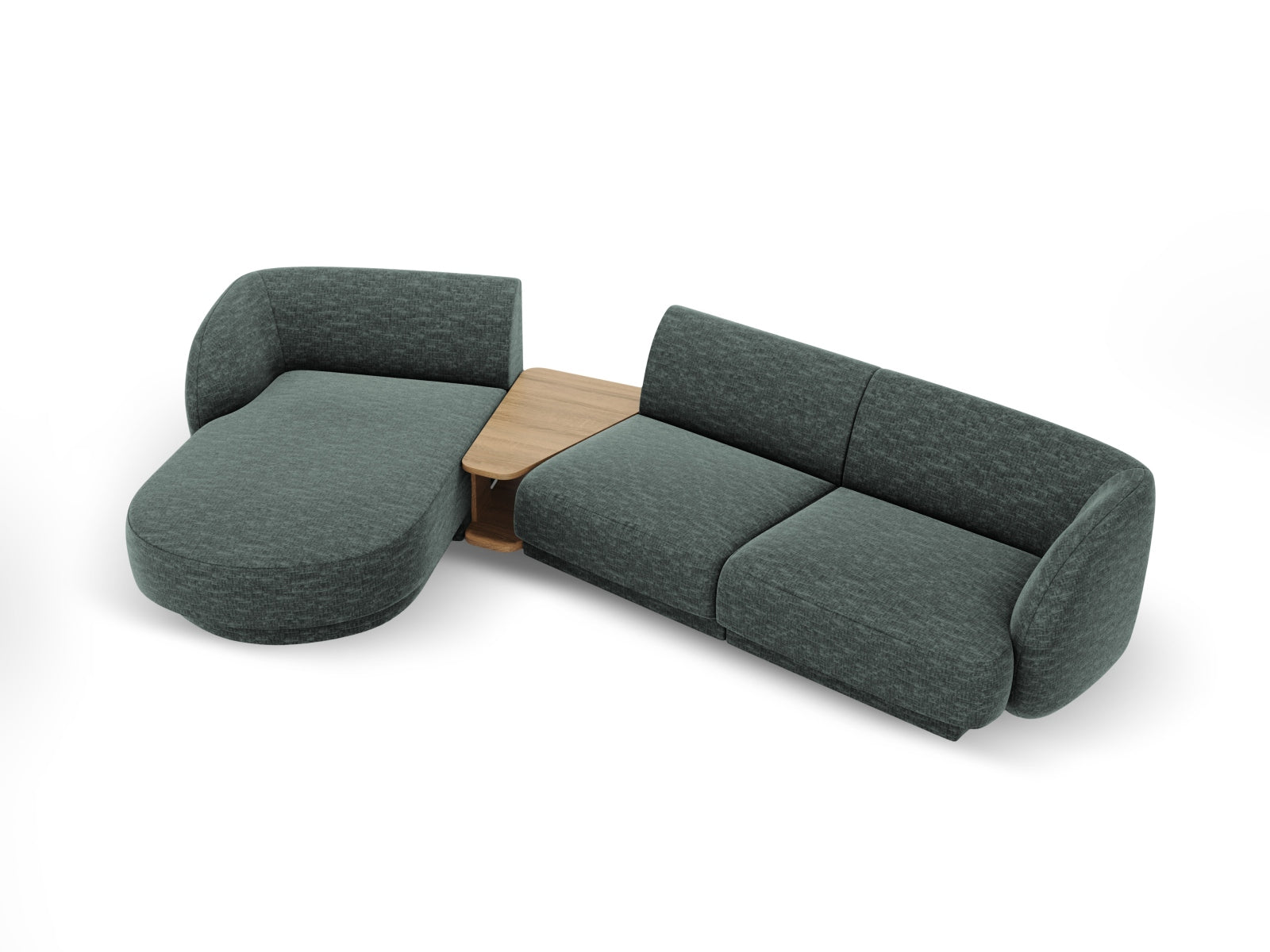 Modernes 3-Sitzer Miley Modulares Sofa links in Petrol-Haga, perfekt für gemütliche und stilvolle Wohnlandschaften von Micadoni.