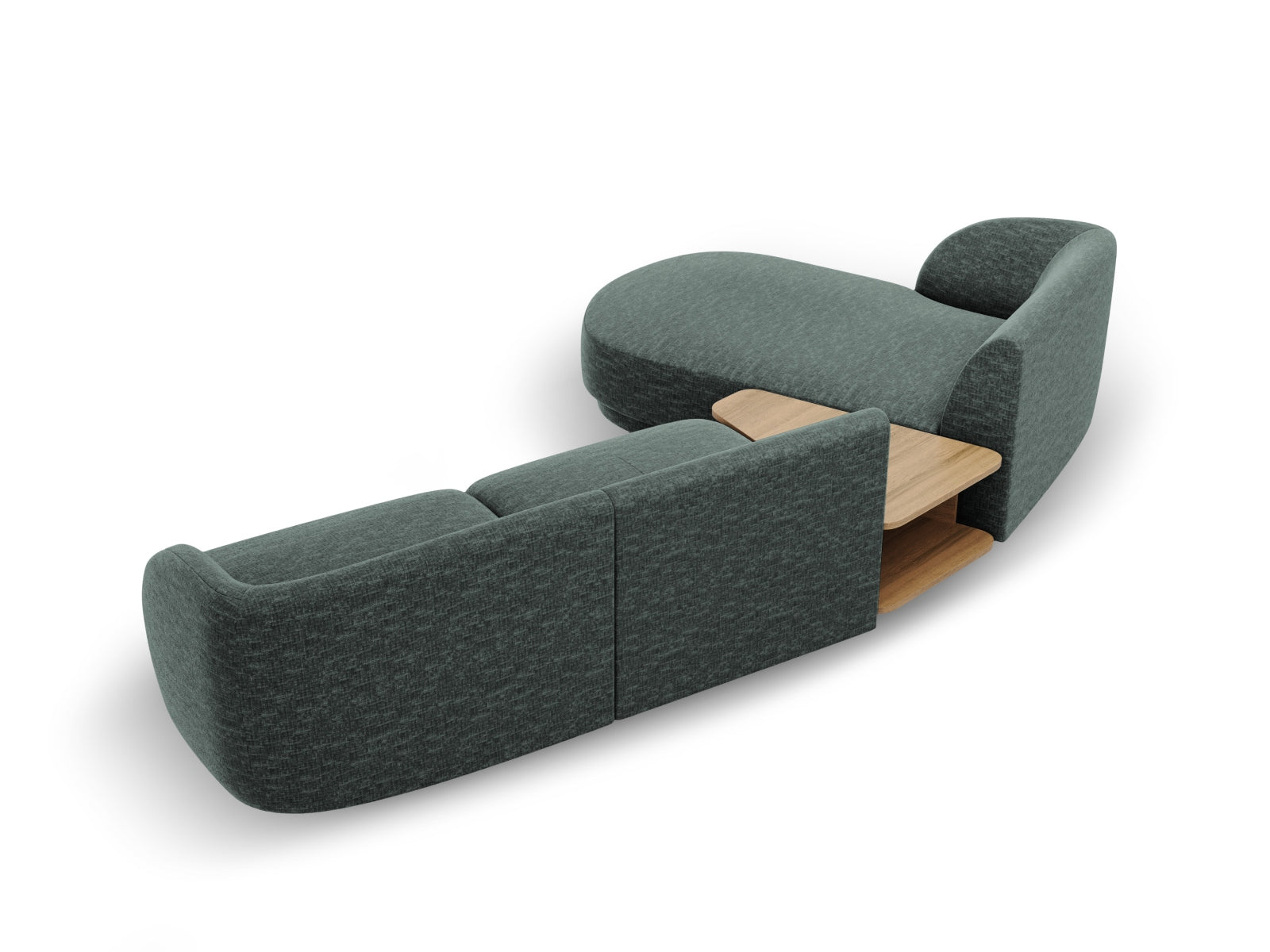 Modernes Miley 3-Sitzer Sofa links in Petrol-Haga, perfekt für gemütliche Abende und stilvolle Einrichtungsideen von Micadoni.
