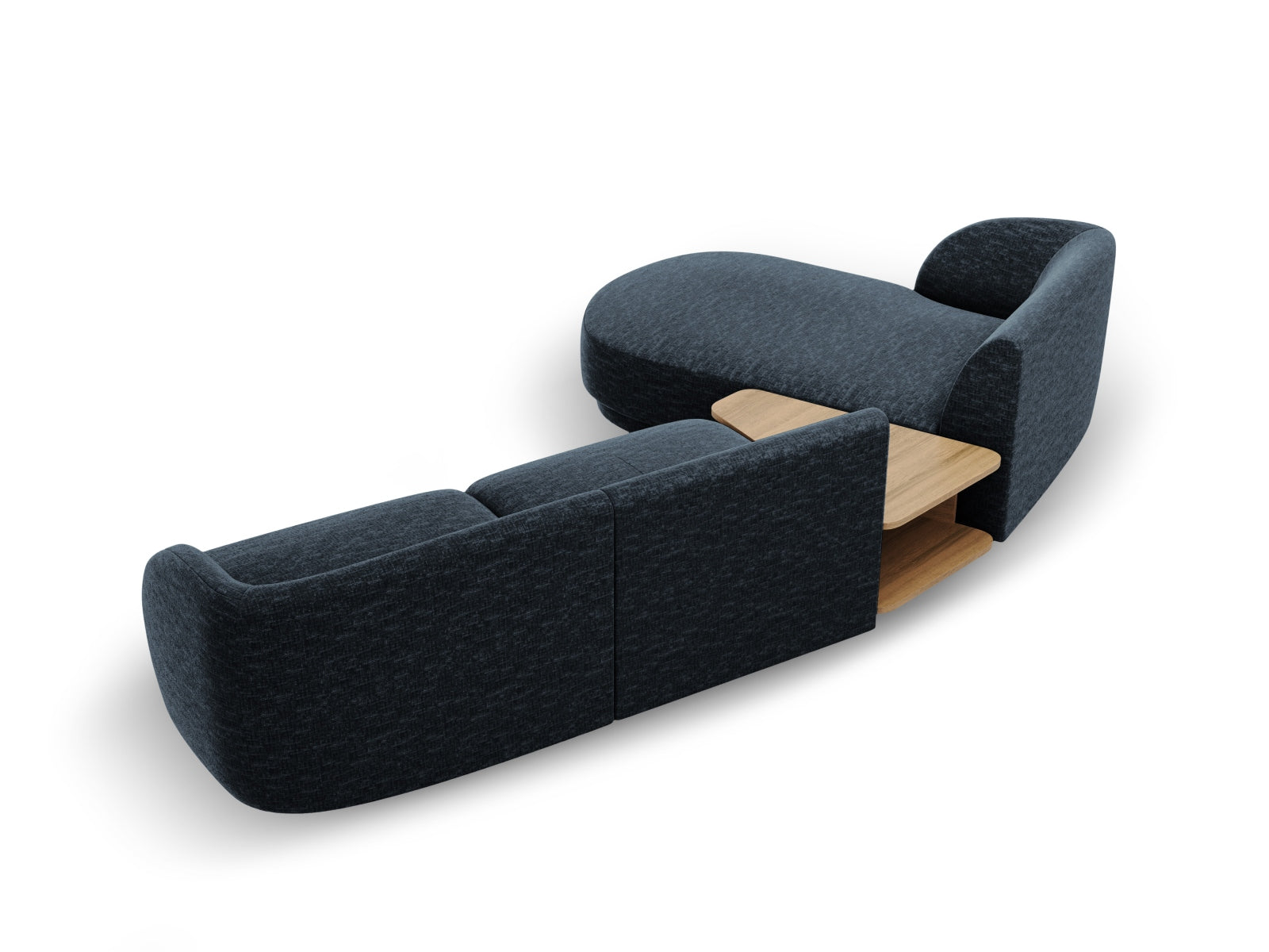 Modernes Miley 3-Sitzer L-Sofa links in Royal Blue-Haga, perfekt für gemütliche Abende und stilvolle Einrichtungsideen von Micadoni.