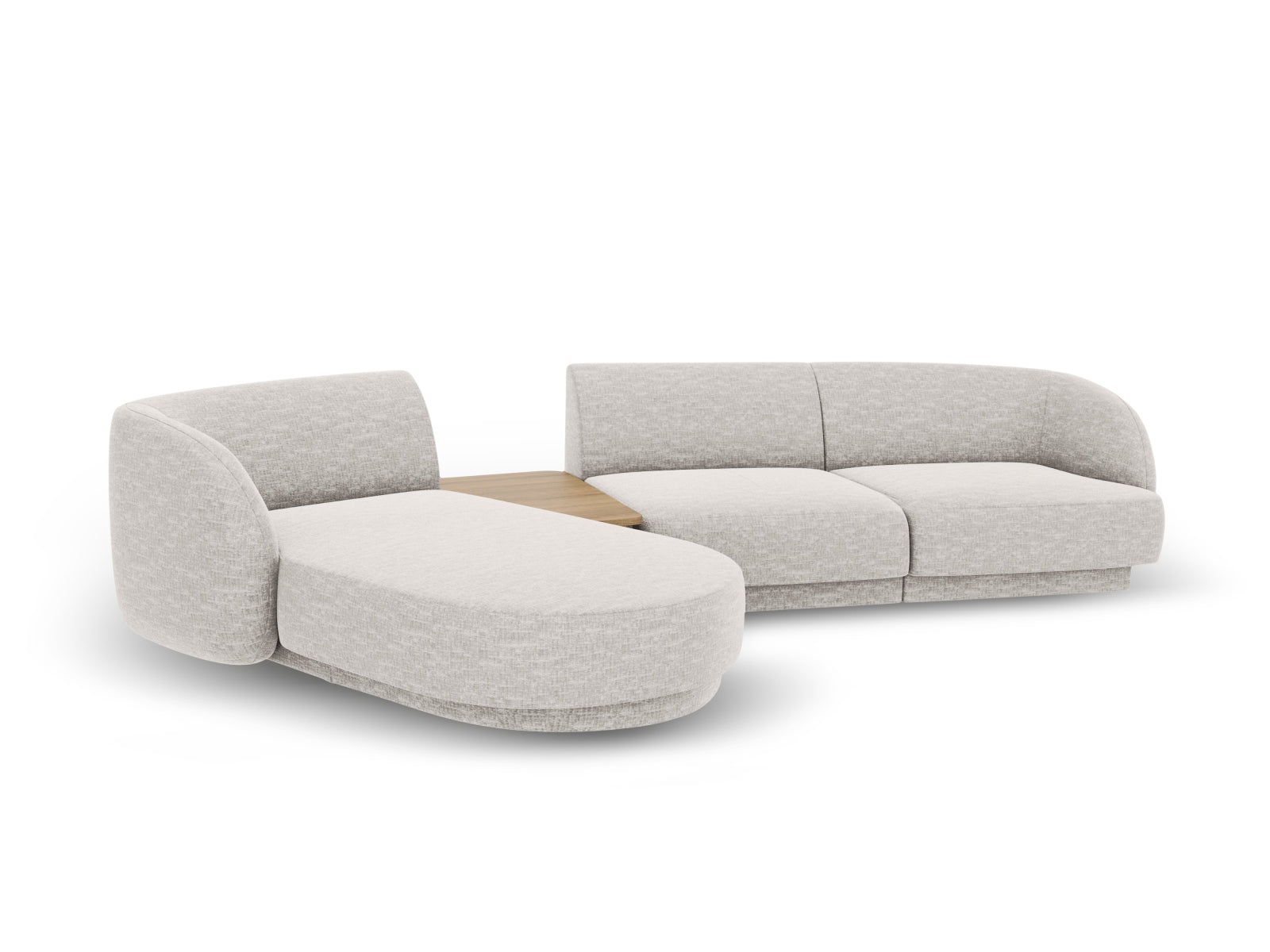 Elegantes Miley 3-Sitzer L-Sofa in dezentem Grau, ideal für stilvolle Wohnräume und entspannte Abende, erhältlich bei Micadoni.