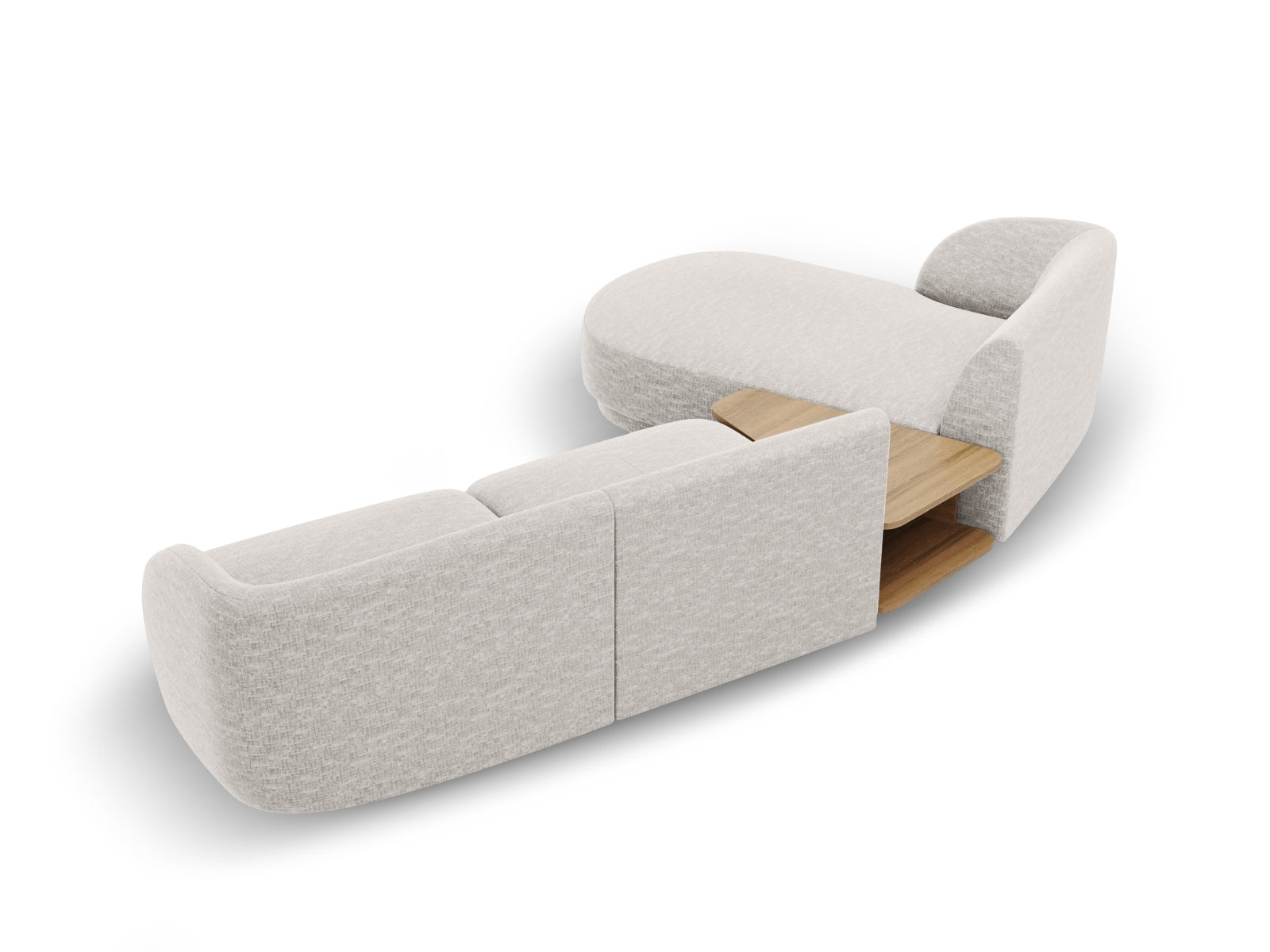 Modernes Miley 3-Sitzer L-Sofa in sanftem Grau, perfekt für gemütliche Wohnzimmer und stilvolle Einrichtung, erhältlich bei Micadoni.