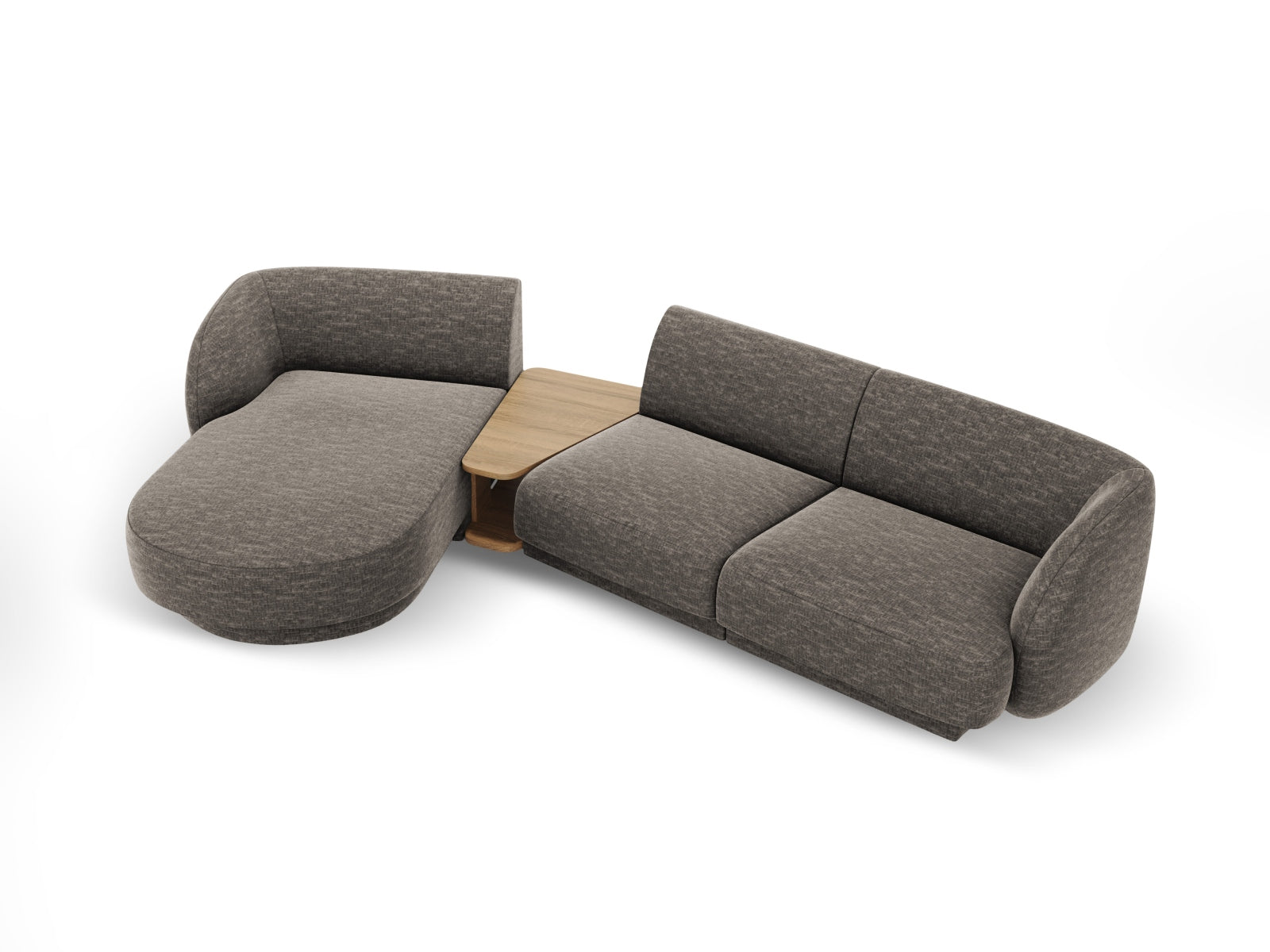 Stylisches Miley L-Sofa links mit 3 Sitzen in edlem Grau, perfekt für zeitgemäße Wohnkonzepte von Micadoni.