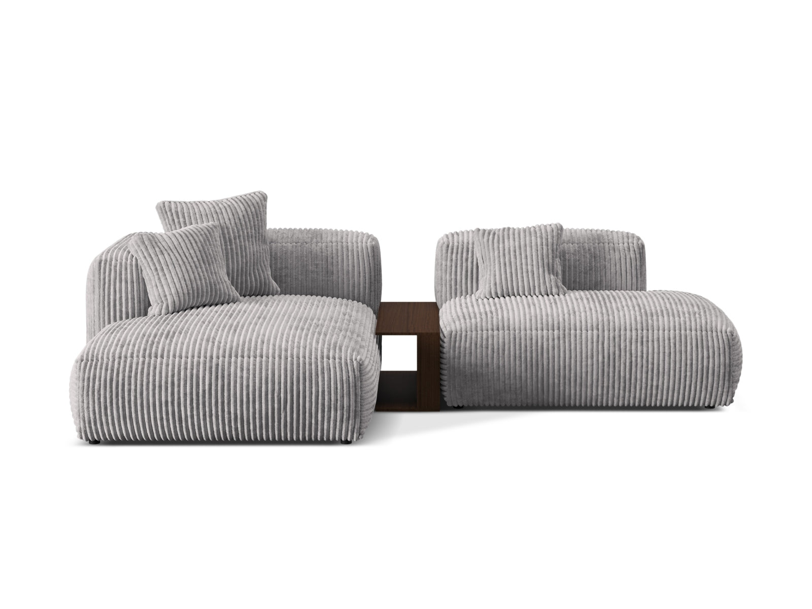 Elegantes, graues Ecksofa Martina mit zwei Sitzen, linksseitig, inklusive praktischem Beistelltisch für stilvolle Entspannung.