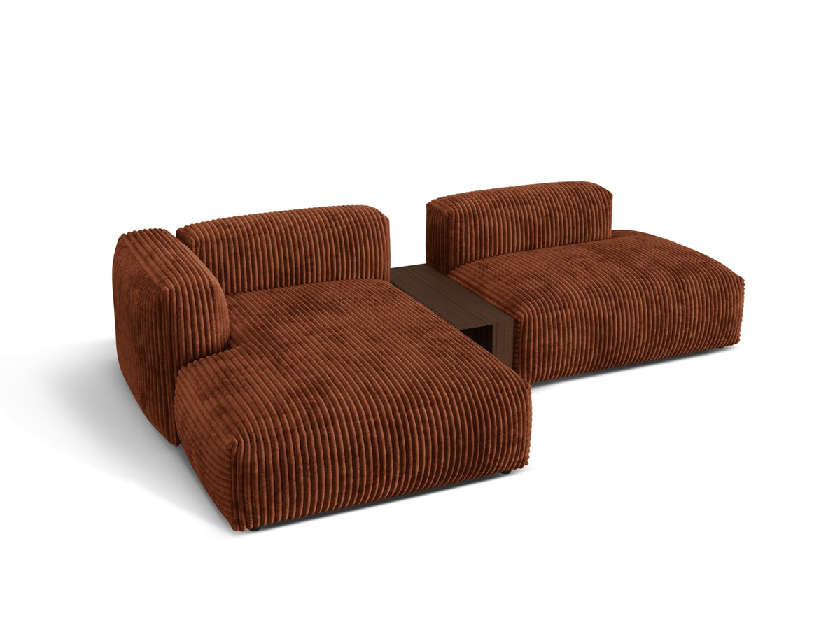Modernes Martina L-Sofa links mit zwei Sitzplätzen und praktischem Beistelltisch, perfekt für gemütliche und stilvolle Wohnbereiche.