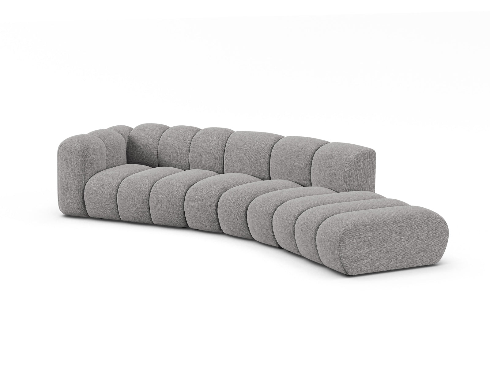Elegantes Lupine Modular Sofa links, 5 Sitzer in hellem Grau, ideal für stilvolle Wohnräume. Hochwertige Verarbeitung von Micadoni.