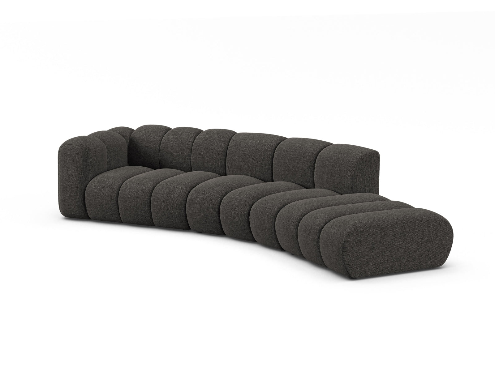 Elegantes Lupine Modular Sofa links, 5 Sitzer in Dunkelgrau, ideal für stilvolle Wohnräume. Hochwertige Verarbeitung von Micadoni.