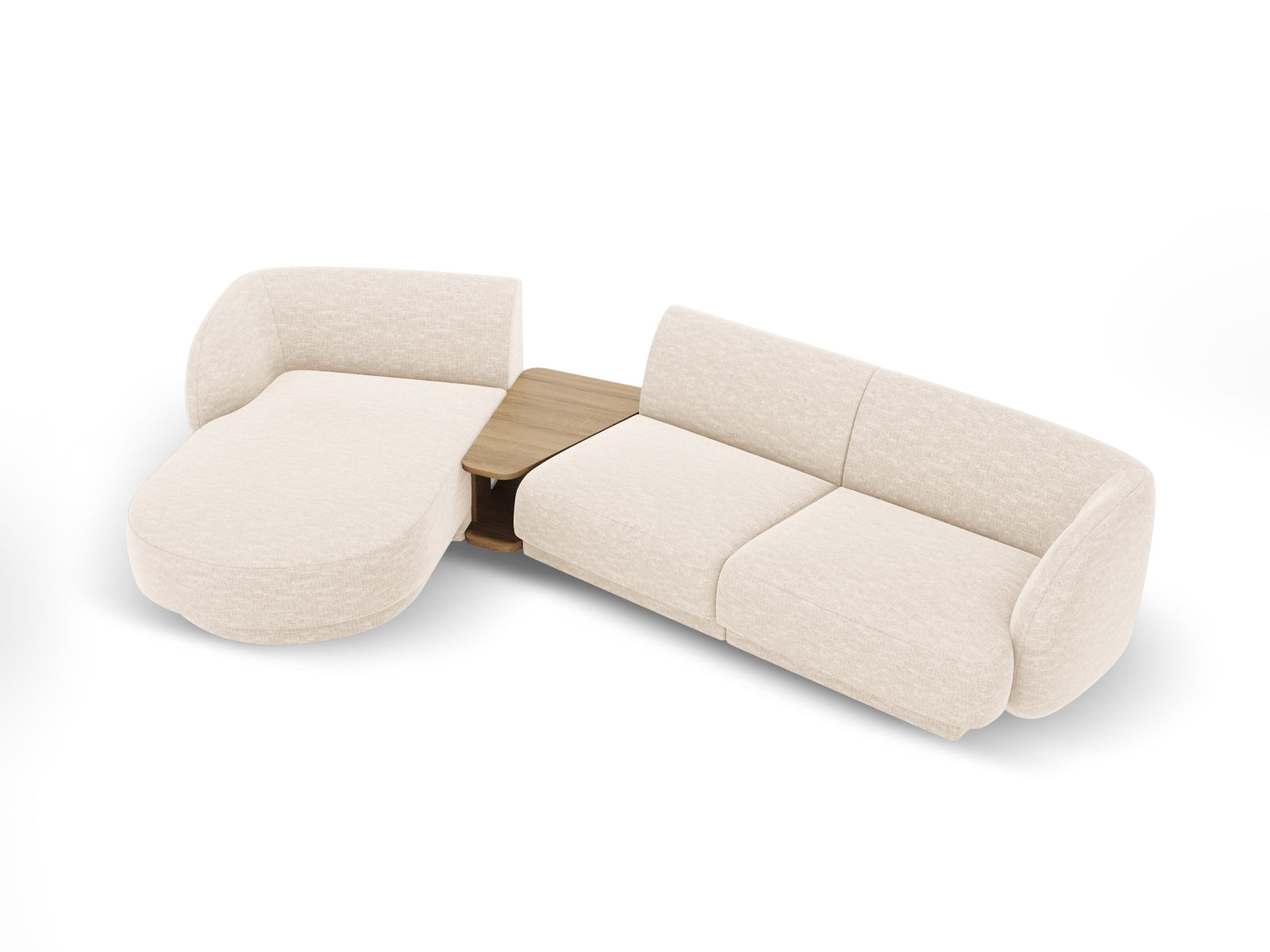 Modernes Miley L-Sofa links, 3-Sitzer in Ivory-Eden, perfekt für gemütliche und stilvolle Wohnbereiche von Micadoni.
