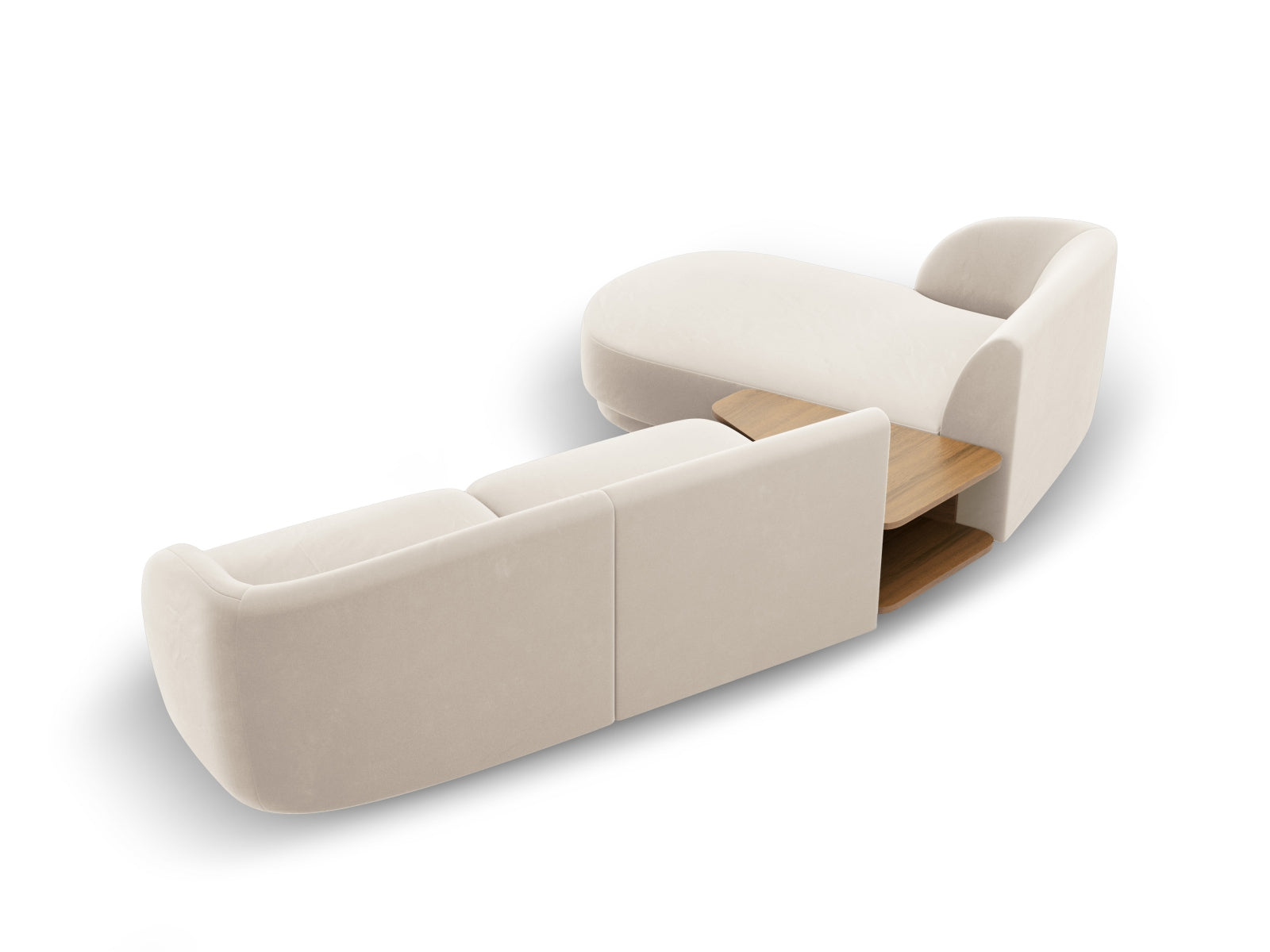 Stilvolles, linksseitiges 3-Sitzer Sofa Miley Velour in sanftem Beige, perfekt für moderne Wohnkonzepte von Micadoni.