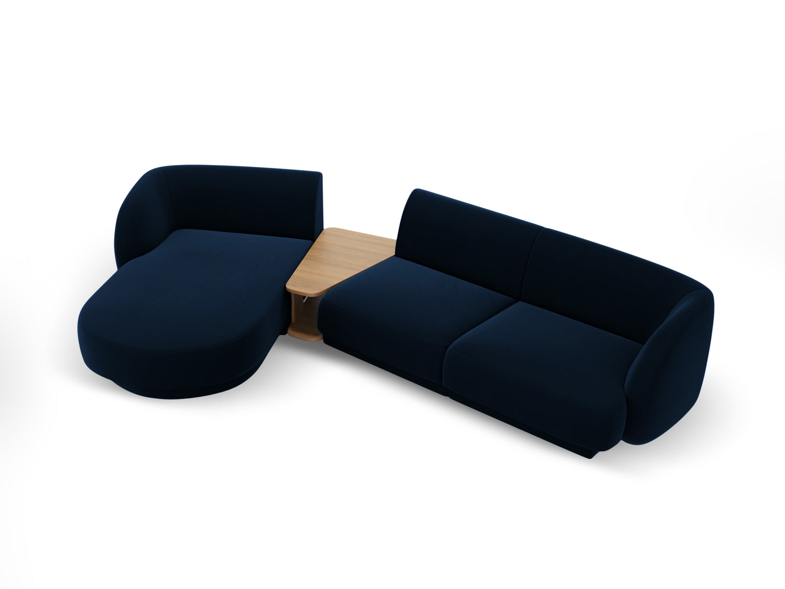 Modulares 3-Sitzer Sofa Miley Velour in Royalblau, linksseitig, perfekt für moderne Wohnkonzepte, von Micadoni.
