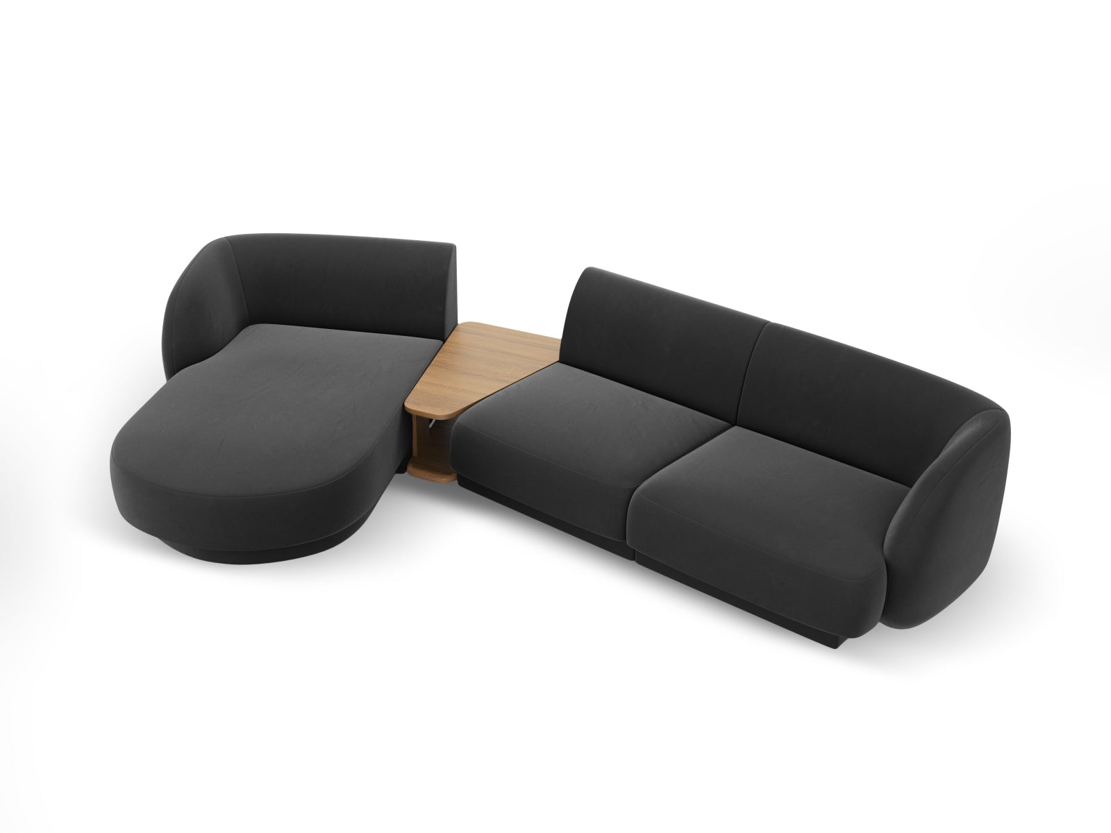 Modulares 3-Sitzer Sofa Miley Velour in Grau-Blau, linksseitig, perfekt für moderne Wohnkonzepte, von Micadoni.