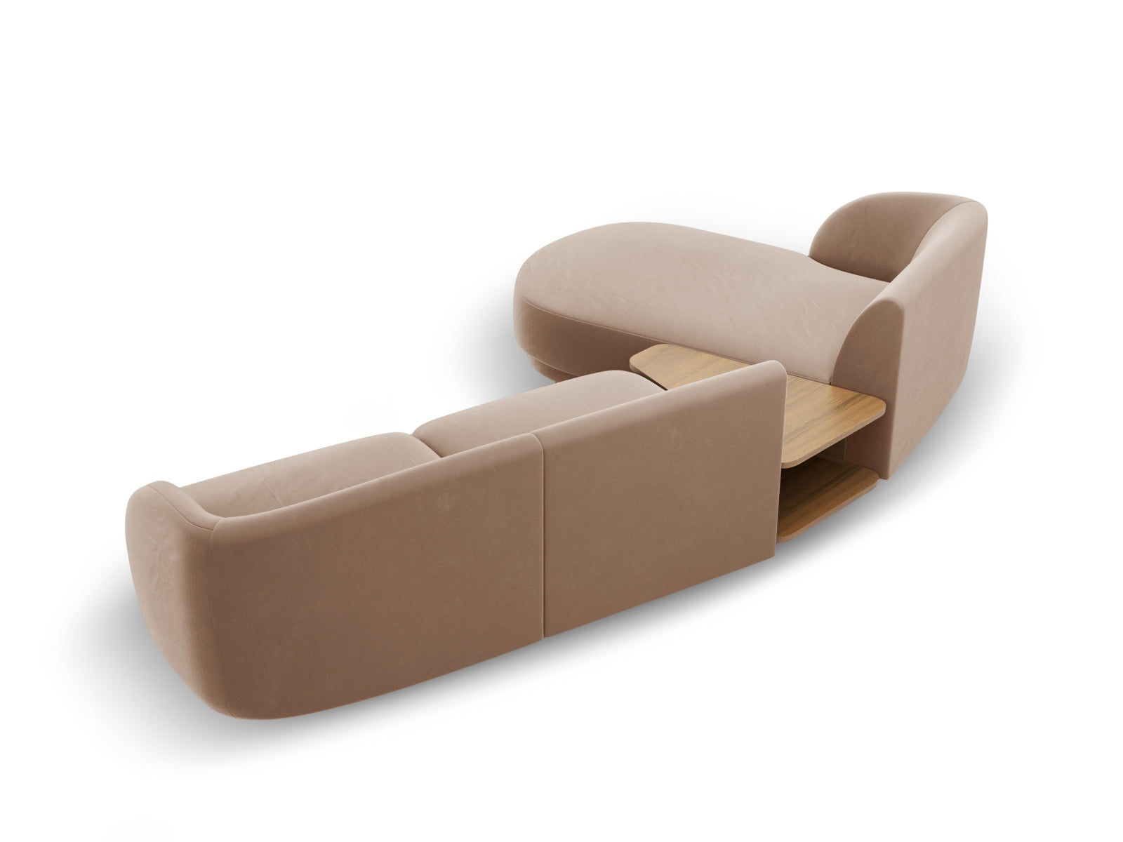 Modulares 3-Sitzer Sofa Miley Velour in warmem Cappuccino, linksseitig, perfekt für moderne und gemütliche Wohnambiente von Micadoni.