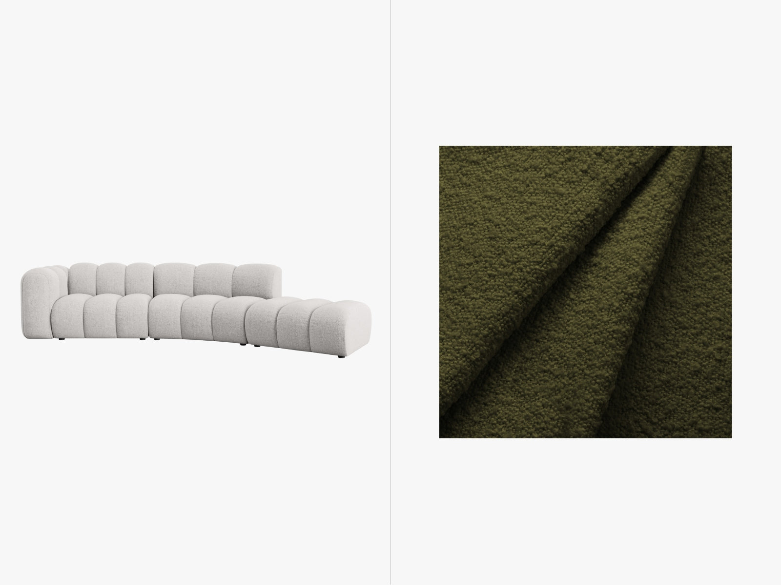 Lupine Modulares Sofa rechts 5 Sitzer in Dark Olive Green präsentiert im Onlineshop von KAQTU Design AG. L-Sofa rechts ist von Micadoni