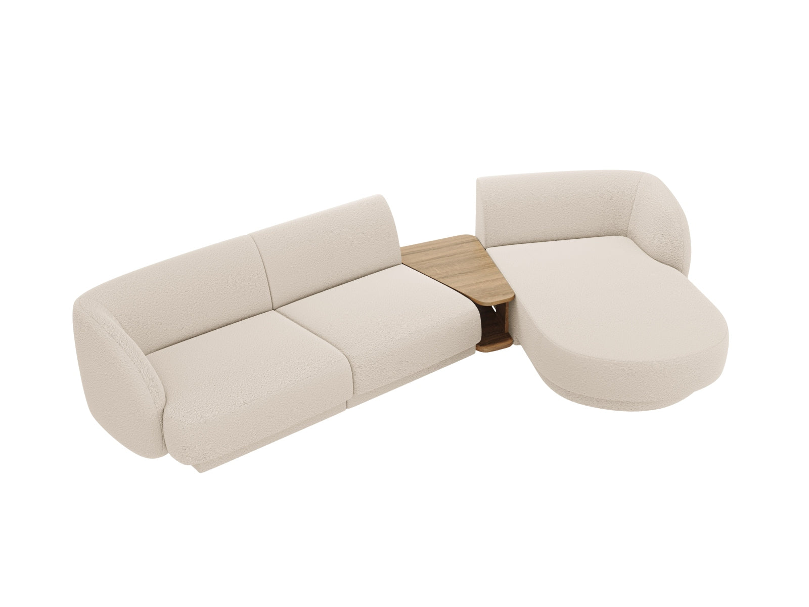 Beige Miley Modulares Sofa rechts 3-Sitzer von Micadoni, stilvolles L-Sofa für modernes Wohnen, ideal für gemütliche Wohnzimmer.
