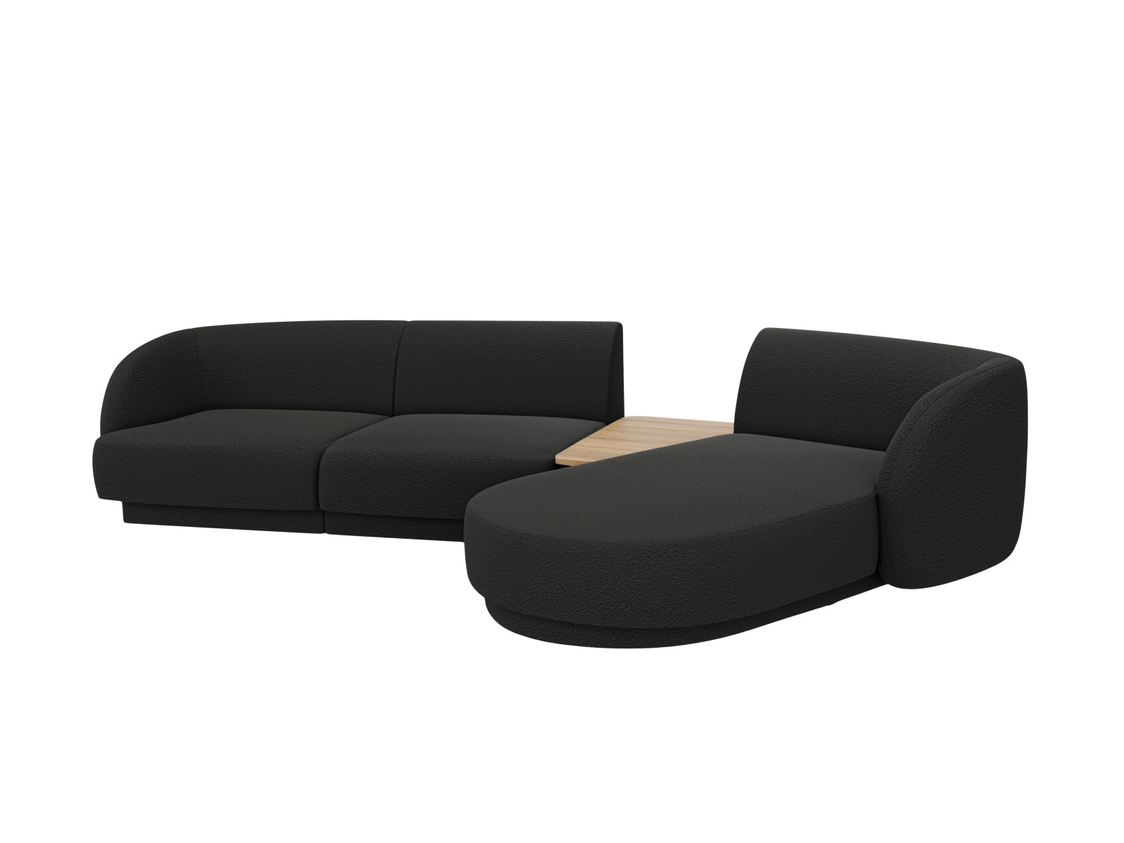 Stylisches Miley 3-Sitzer Sofa in Schwarz, perfekt für L-Form-Anordnungen, bietet Komfort und modernes Design für Ihr Zuhause.