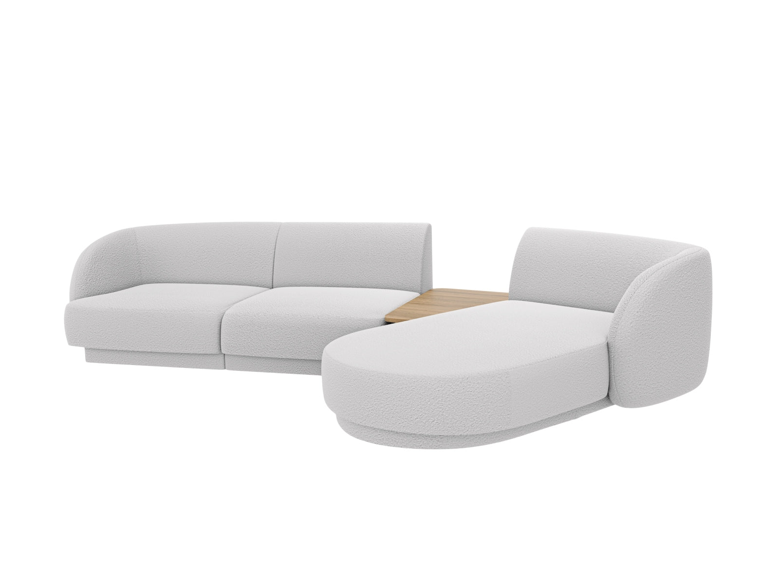 Modernes 3-Sitzer L-Sofa Miley in sanftem Grau, perfekt für gemütliche Wohnzimmer, bietet Flexibilität und Stil von Micadoni.