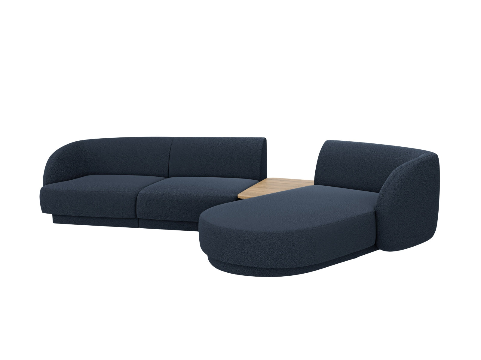 Modernes 3-Sitzer Miley Modulares Sofa rechts in tiefem Blau, perfekt für gemütliche und elegante Wohnambiente von Micadoni.