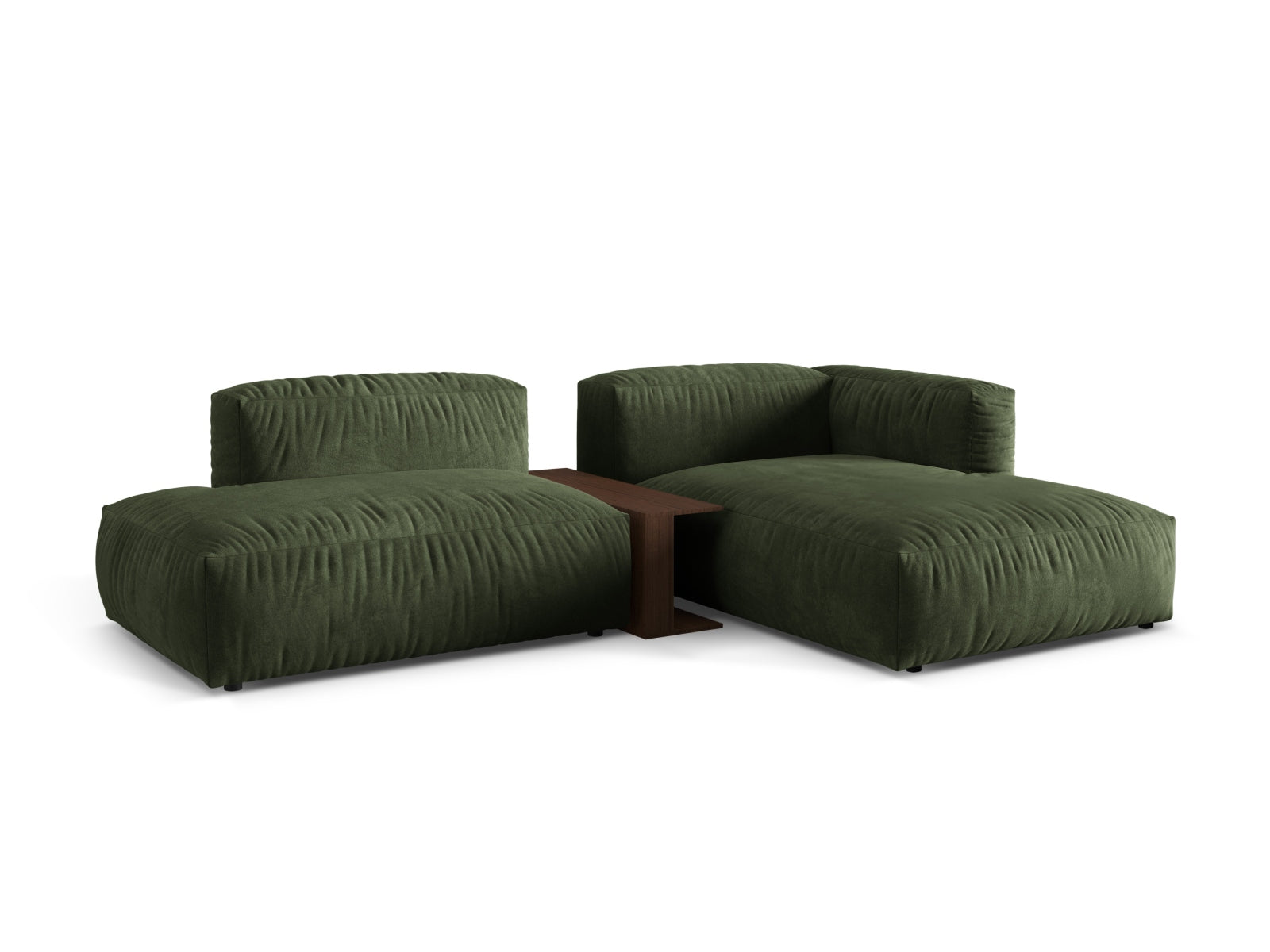 Elegantes Martina Ecksofa in Grün mit Beistelltisch, ideal für stilvolle Wohnräume. Modulares Design von Micadoni.