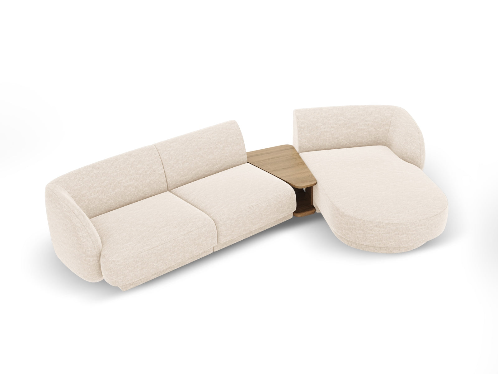 Modernes Miley Modulares Sofa rechts 3 Sitzer in hellem Beige, bietet vielseitige Gestaltungsmöglichkeiten und hohen Sitzkomfort für jedes Zuhause.