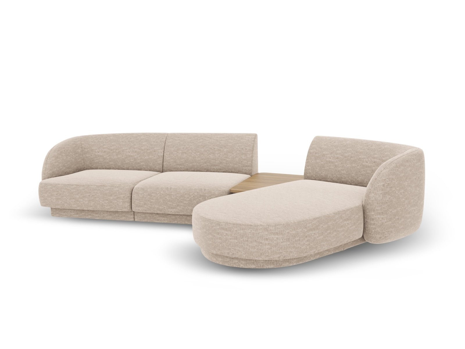 Beige Miley Modulares Sofa rechts 3 Sitzer von Micadoni, stilvolles L-Sofa mit hochwertiger Polsterung und zeitgemäßem Design für gemütliche Wohnzimmer.
