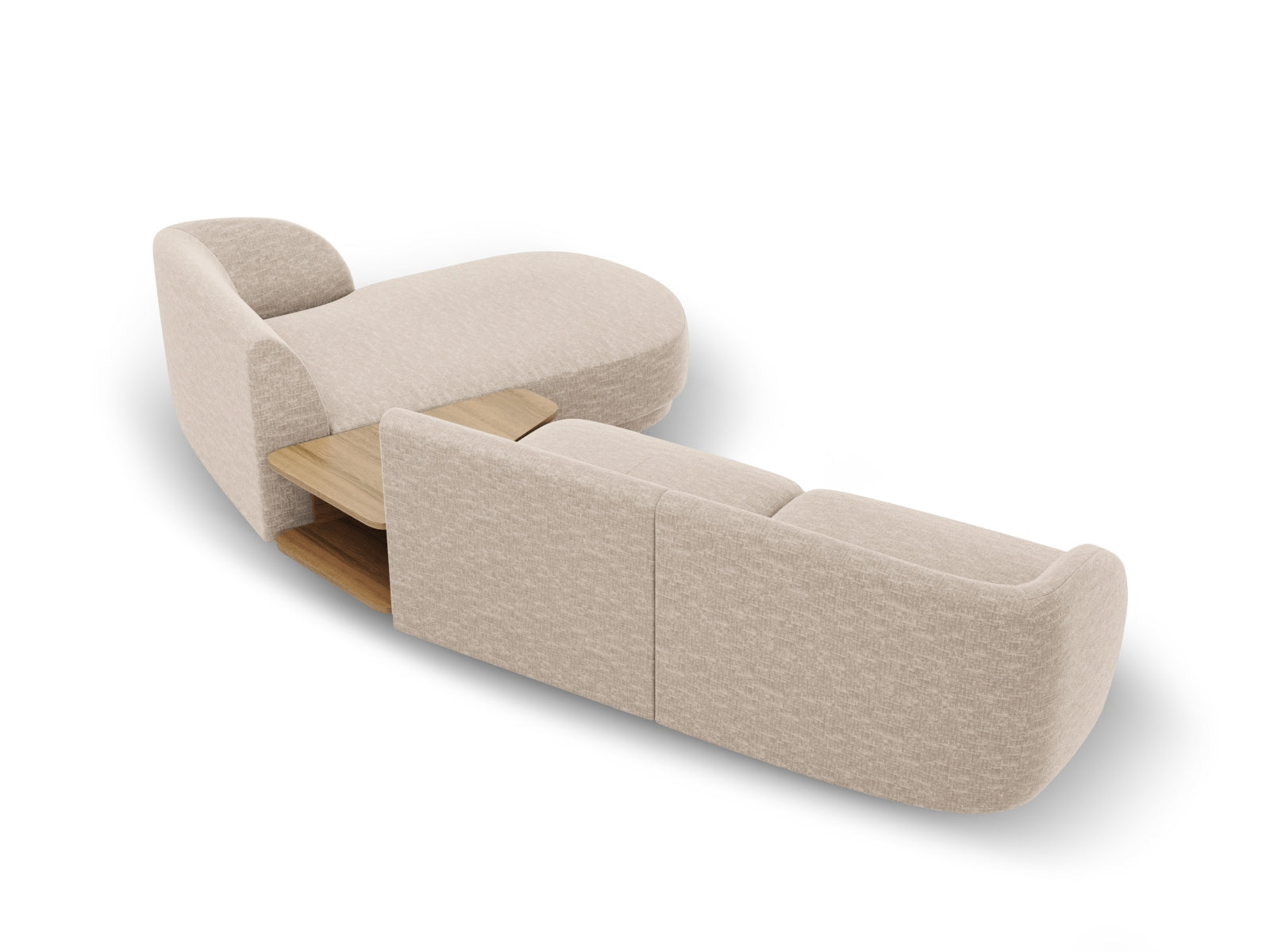 Elegantes, beiges 3-Sitzer L-Sofa "Miley" von Micadoni, ideal für moderne Wohnräume, bietet Komfort und stilvolle Akzente.