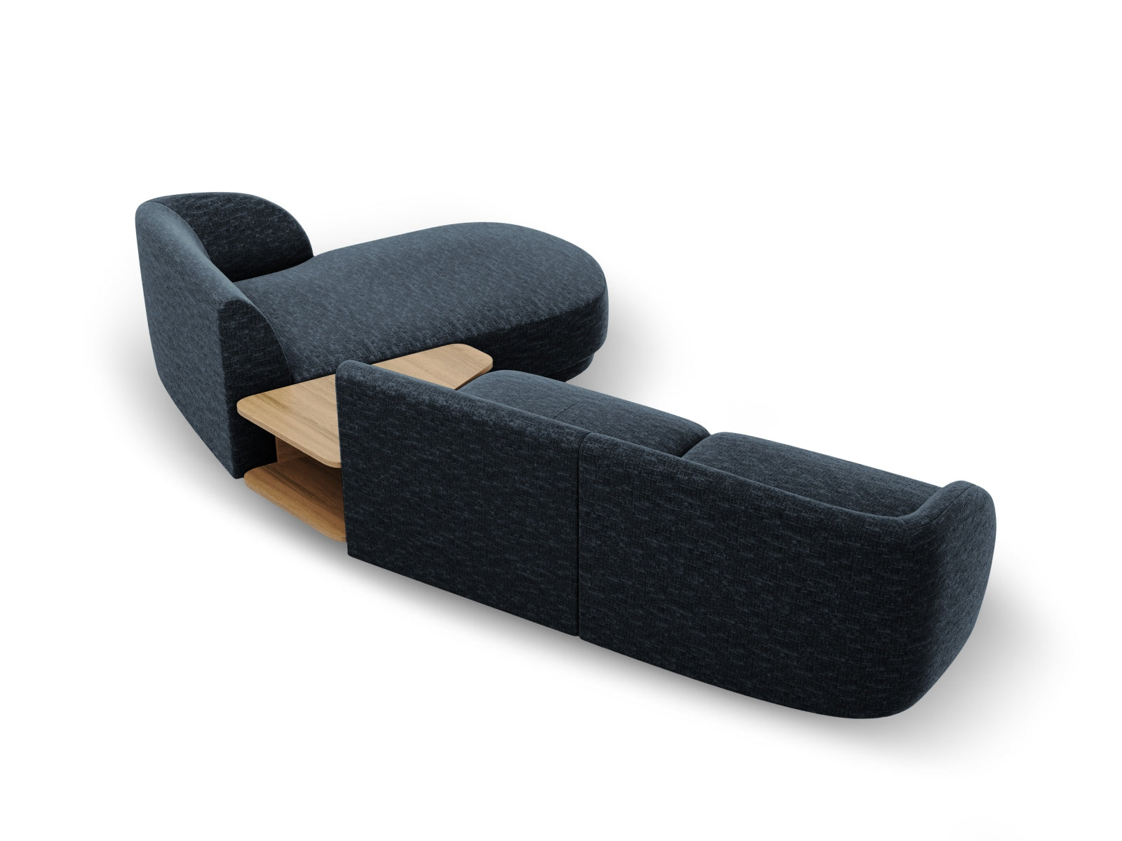 Stylisches, modulares 3-Sitzer Sofa in tiefem Royalblau, rechtsseitig, perfekt für moderne Wohnkonzepte und gemütliche Stunden, von Micadoni.