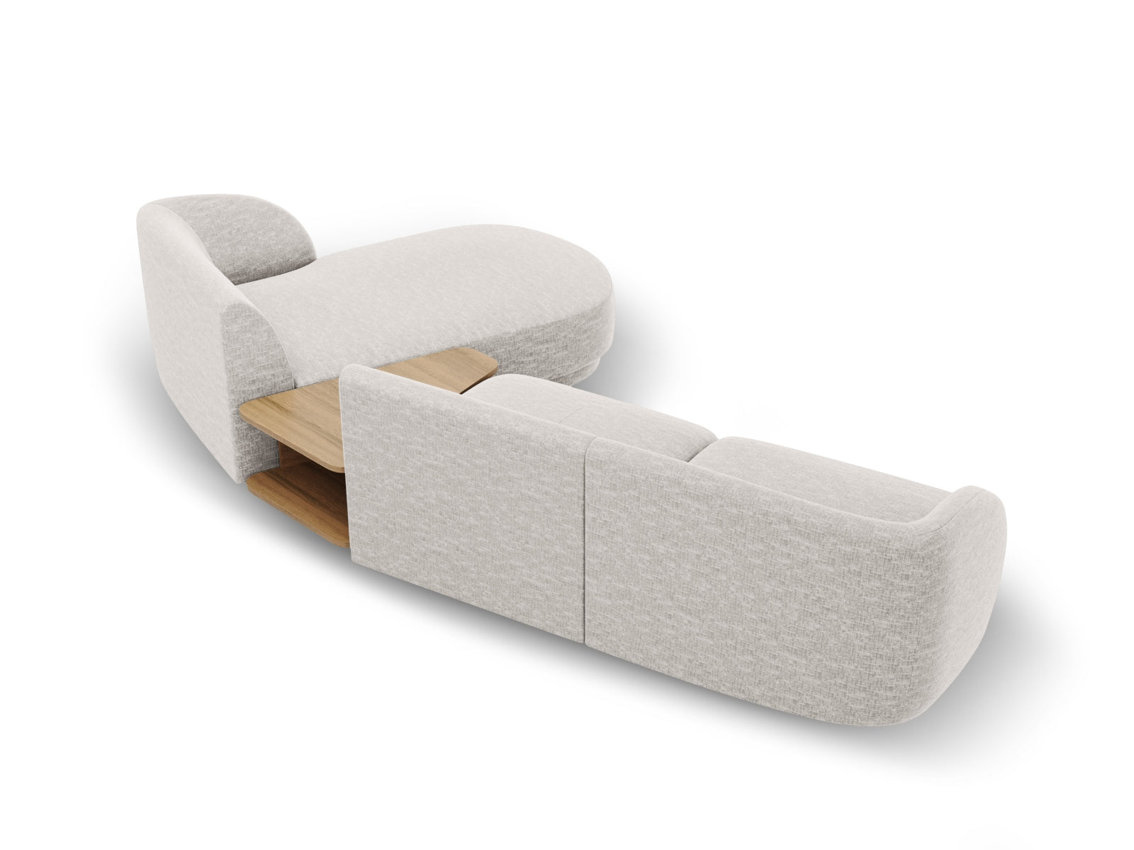 Modernes 3-Sitzer Miley Modulares Sofa rechts in sanftem Grau, perfekt für gemütliche Abende und stilvolle Einrichtung von Micadoni.
