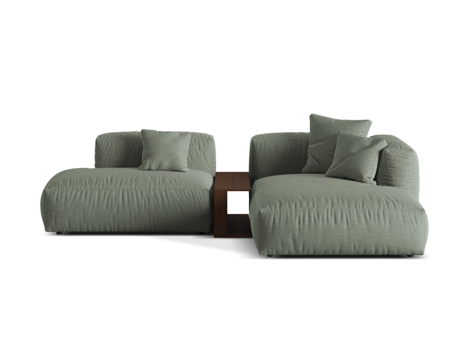 Martina Modulares Ecksofa rechts 2 Sitzer in Moss Green-Boston präsentiert im Onlineshop von KAQTU Design AG. L-Sofa rechts ist von Micadoni
