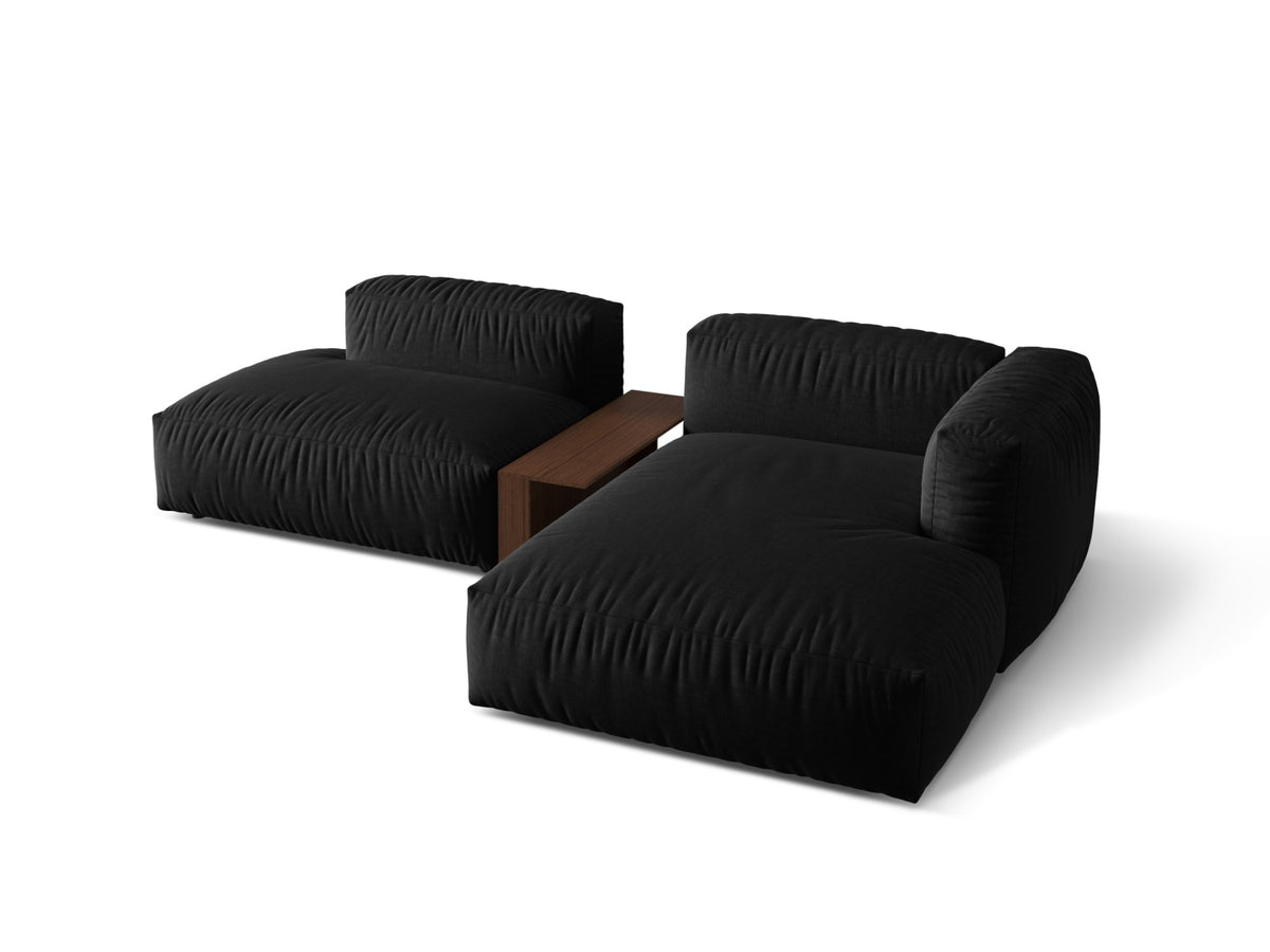 Modernes Martina L-Sofa rechts mit zwei Sitzen und integriertem Beistelltisch, perfekt für gemütliche Abende und stilvolle Einrichtung.