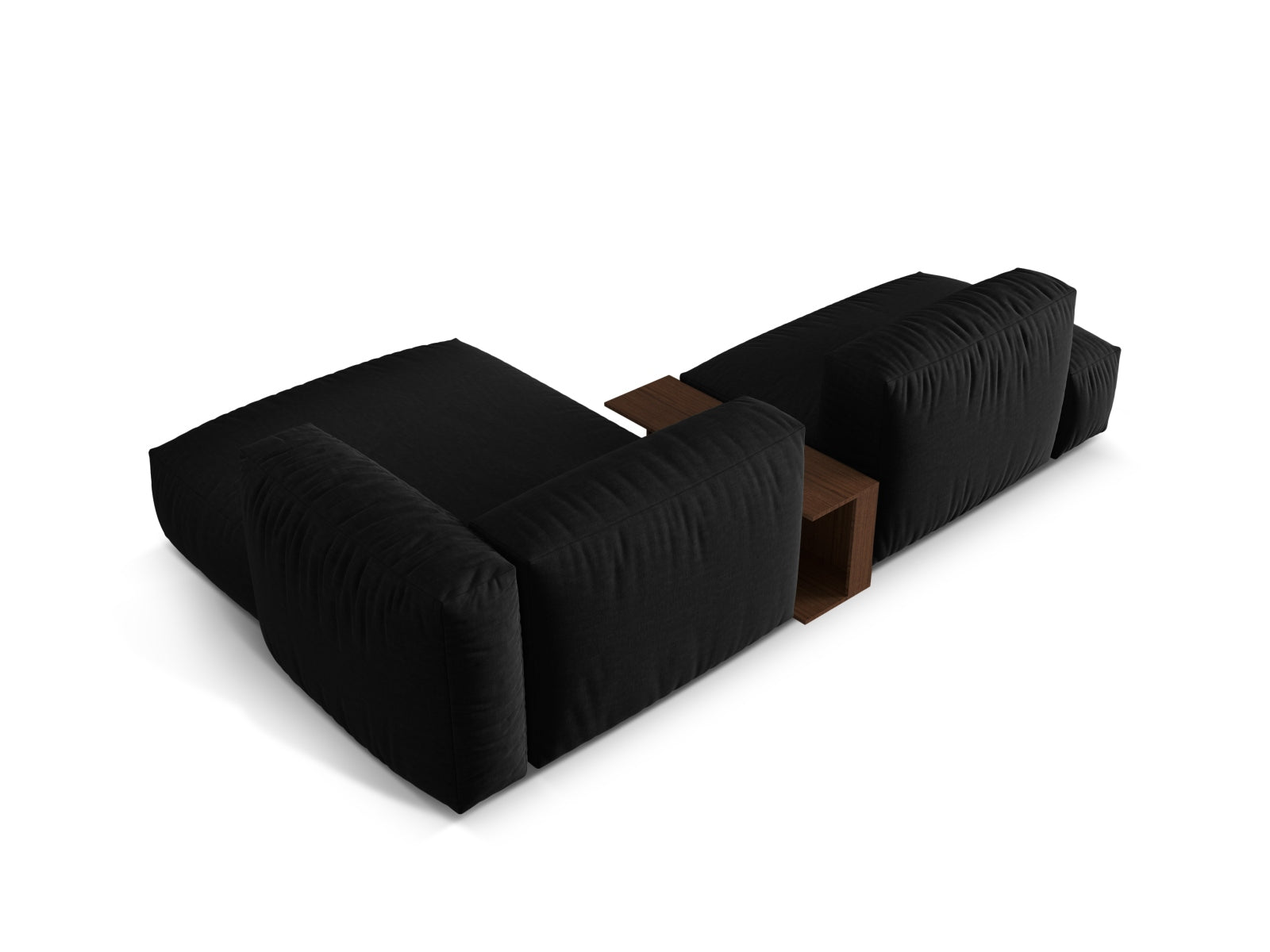 Elegantes Martina Ecksofa rechts mit zwei Sitzplätzen und praktischem Beistelltisch, ideal für stilvolle Wohnräume und entspannte Stunden.