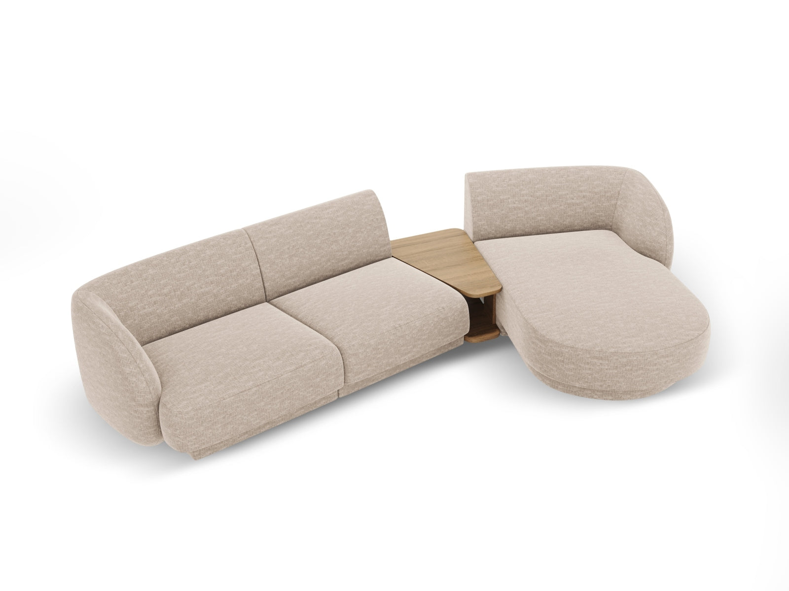 Beige 3-Sitzer Miley Modulares Sofa rechts von Micadoni, perfekt für stilvolle Wohnzimmer, vereint Komfort und modernes Design.