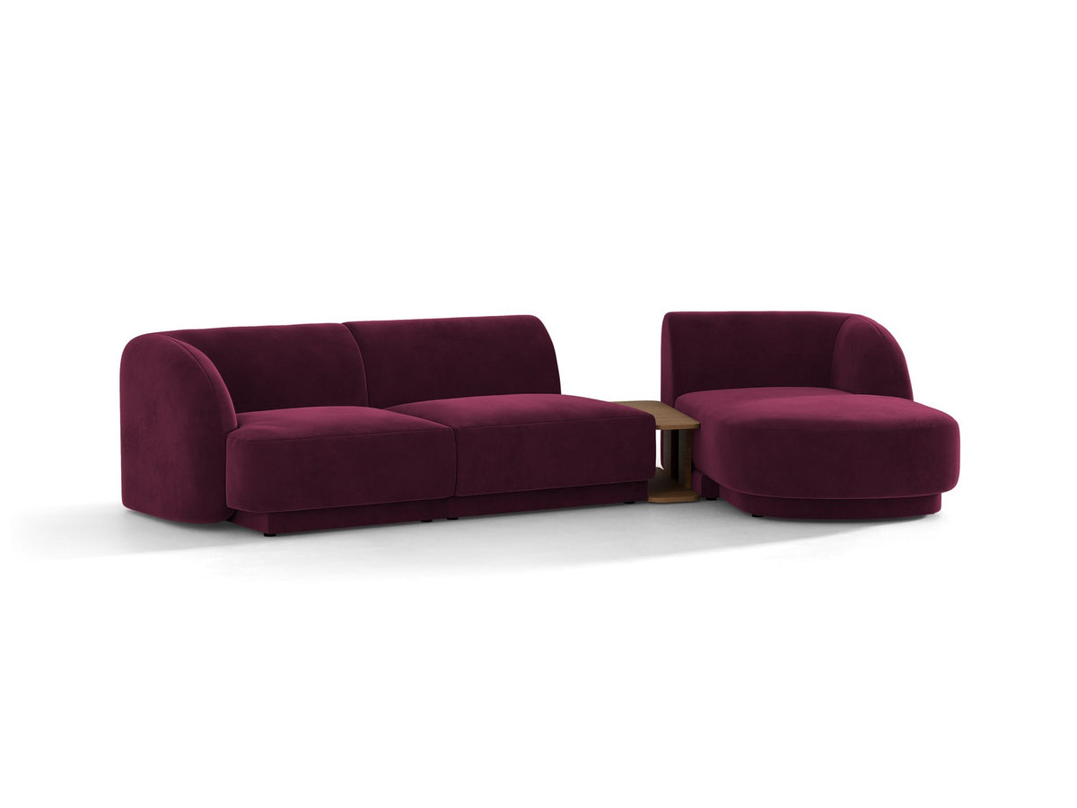 Braunes modulares Sofa Miley von Micadoni mit Baloo-Stoffbezug, schwarzen Kunststofffüssen und L-förmiger Ausrichtung nach rechts.