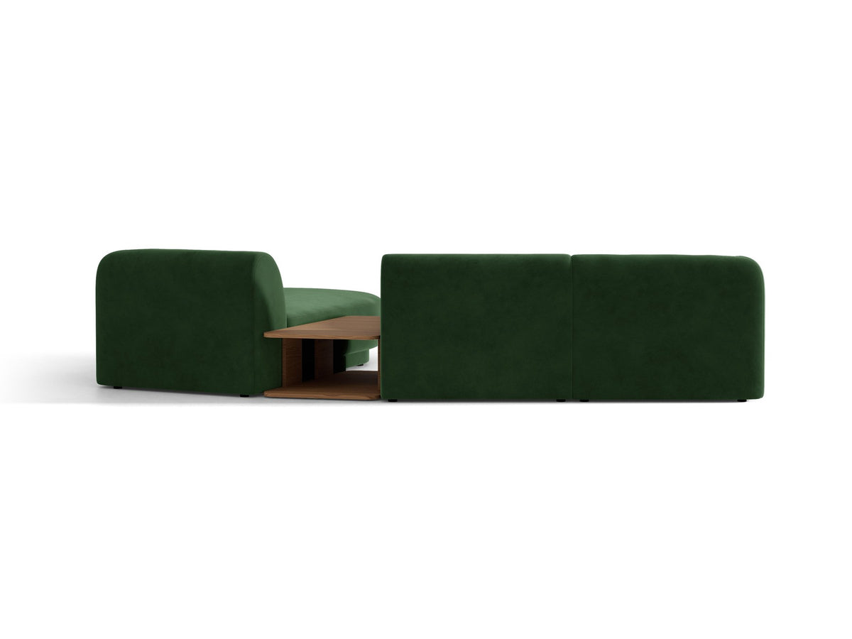 Braunes modulares Sofa Miley von Micadoni mit Baloo-Stoffbezug, schwarzen Kunststofffüssen und L-förmiger Ausrichtung nach rechts.
