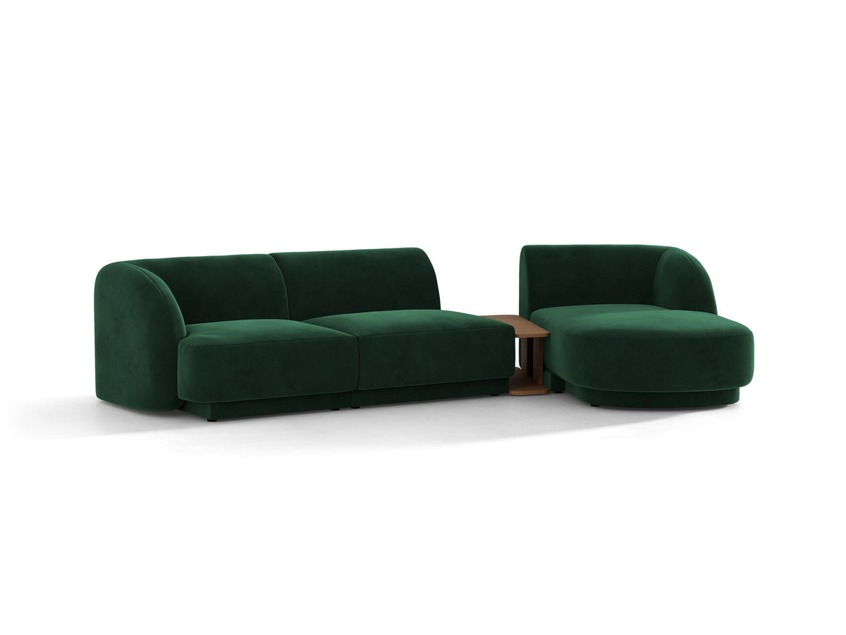 Braunes modulares Sofa Miley von Micadoni mit Baloo-Stoffbezug, schwarzen Kunststofffüssen und L-förmiger Ausrichtung nach rechts.