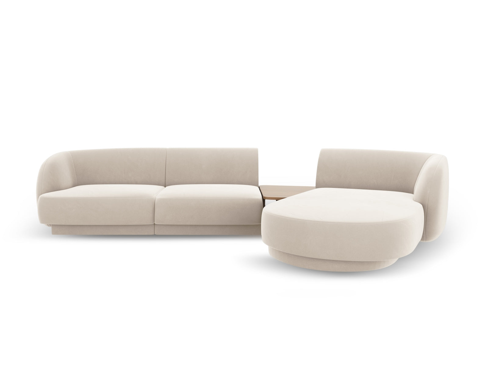 Miley Velour modulares Sofa rechts 3 Sitzer in Light Beige-Bluvel präsentiert im Onlineshop von KAQTU Design AG. L-Sofa rechts ist von Micadoni