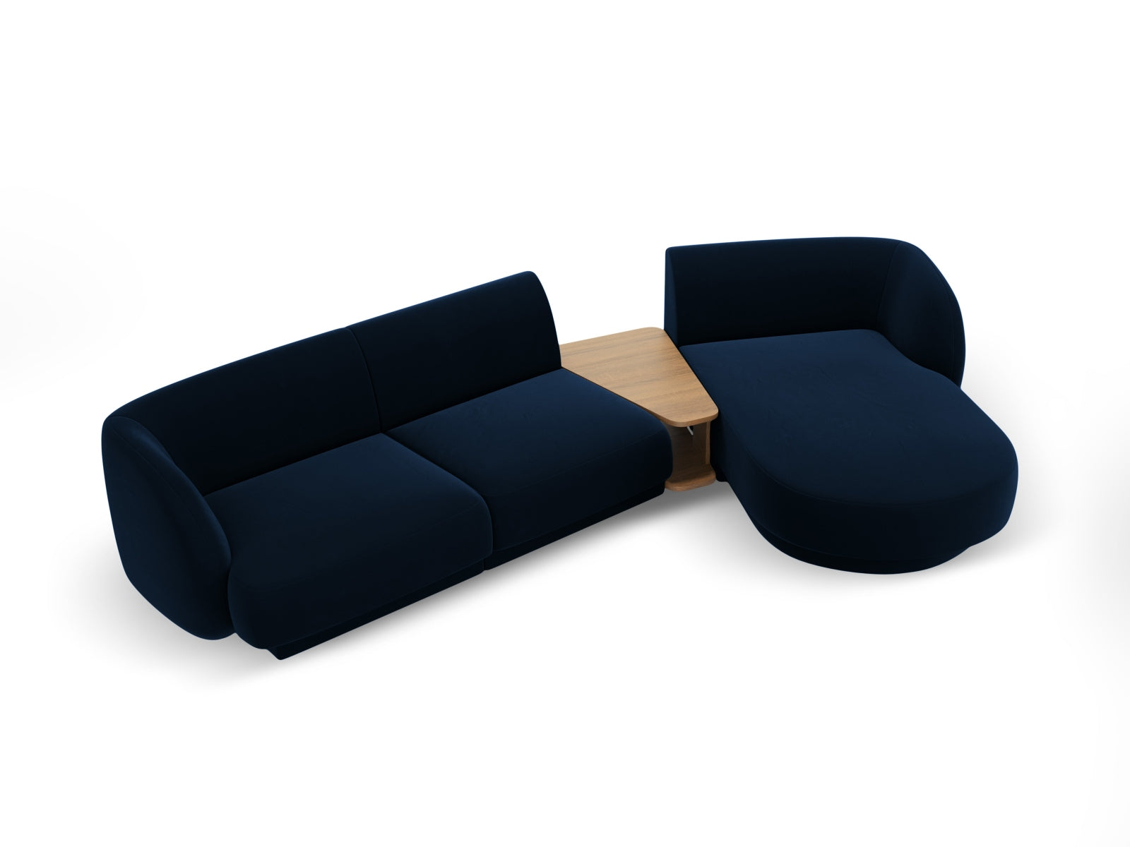 Modulares 3-Sitzer Sofa Miley Velour in Royal Blue, rechtsseitig, perfekt für moderne Wohnkonzepte und stilvolle Akzente.