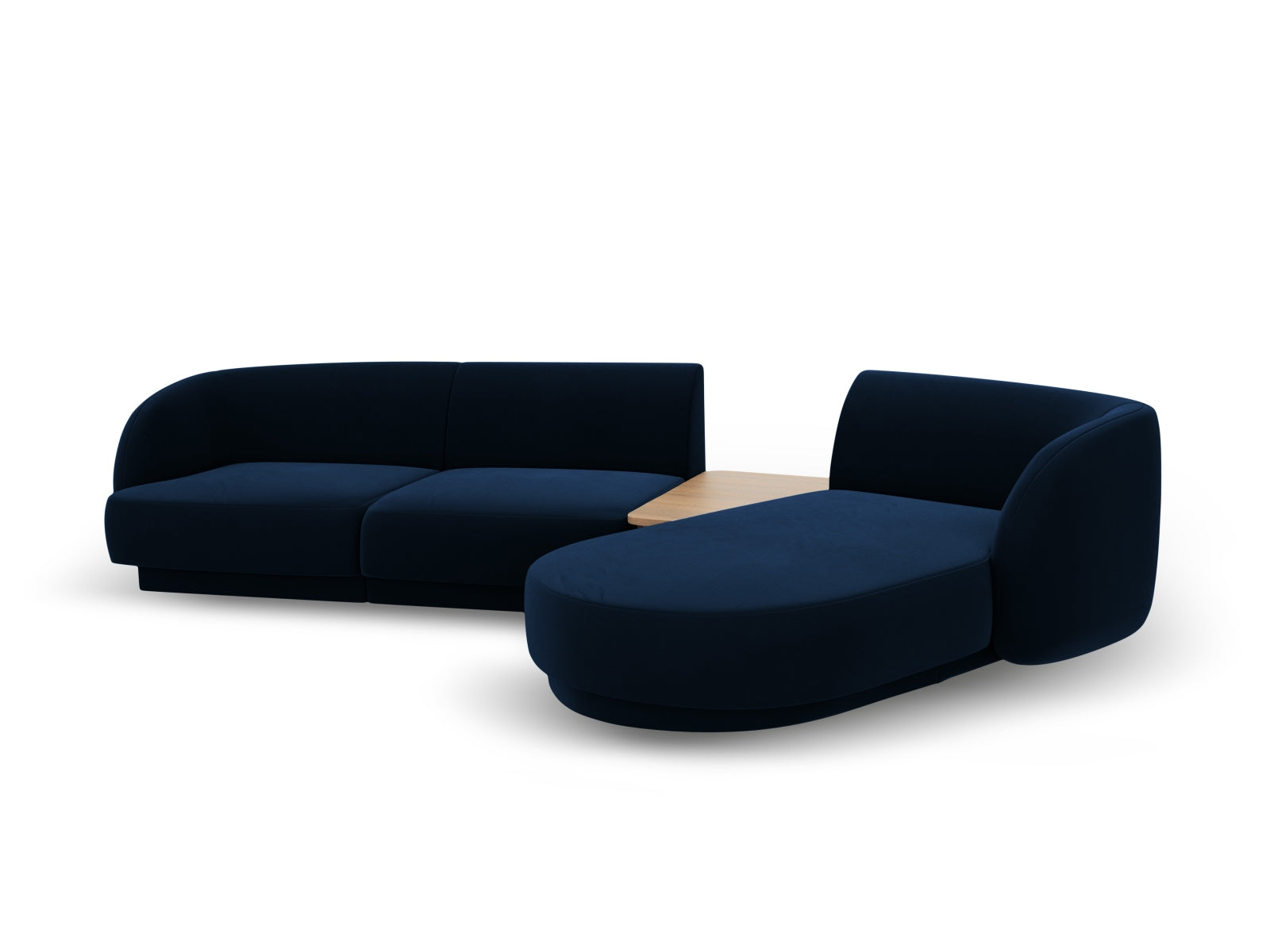 Elegantes, modulares 3-Sitzer Sofa Miley Velour in Royal Blue, rechtsseitig, ideal für zeitgemäße Einrichtung und gemütliche Atmosphäre.